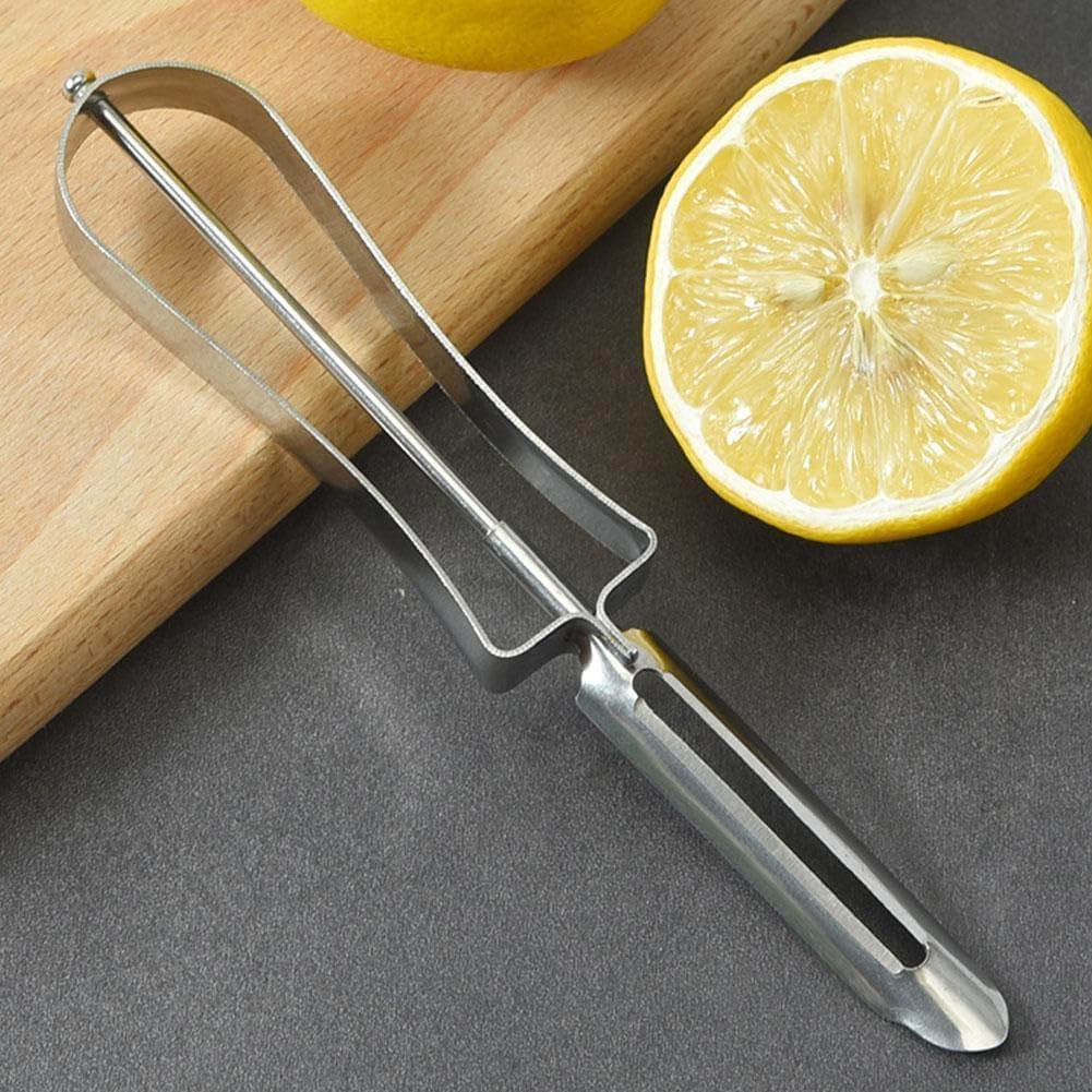 1 cuchillo giratorio de acero inoxidable plateado, multifunción, pelador de manos de zanahoria, papa, zanahoria, cortador de alimentos, frutas,