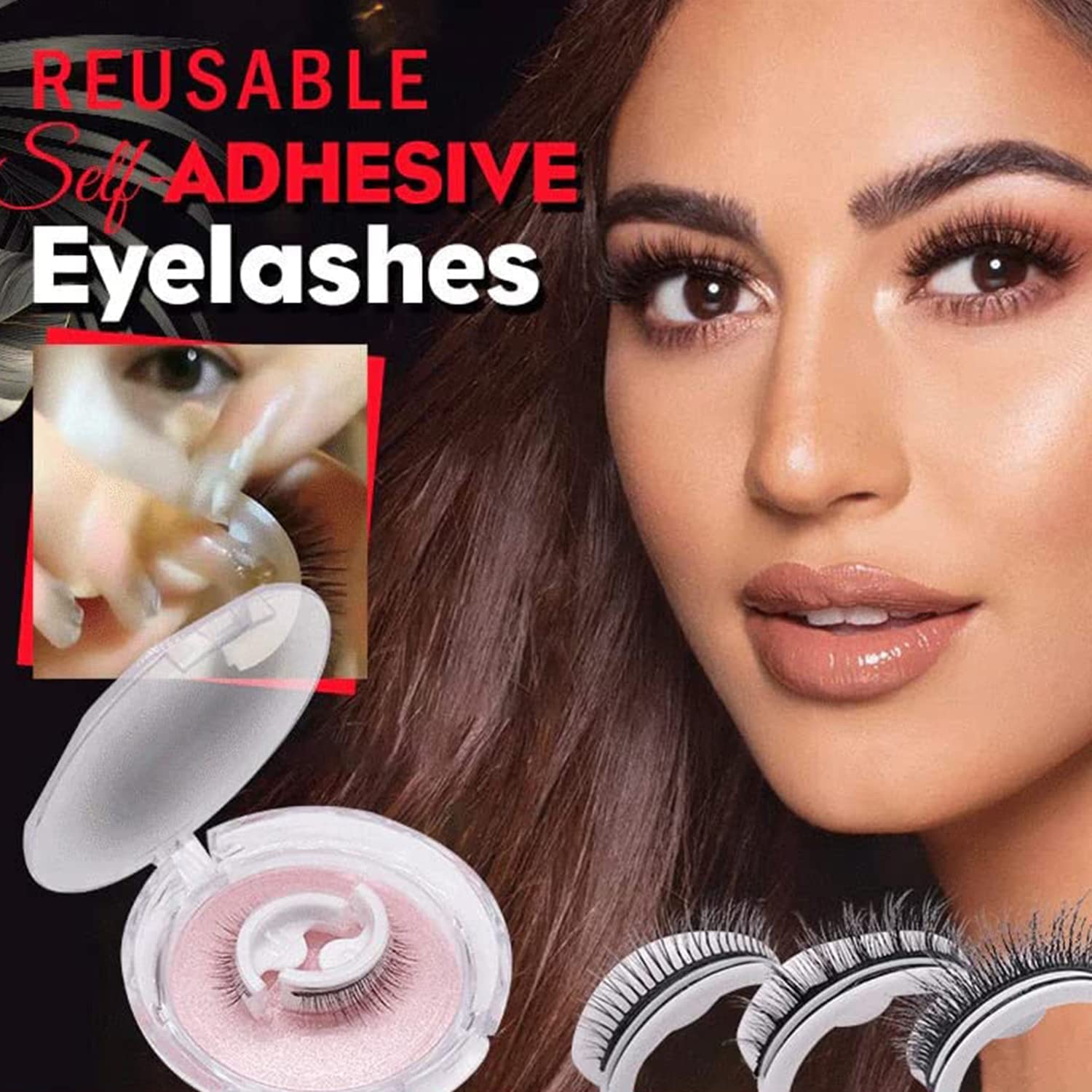 Glazy Boo – Pestañas postizas reutilizables, pestañas autoadhesivas, pestañas postizas de aspecto más natural, pestañas magnéticas Glazy Boo sin