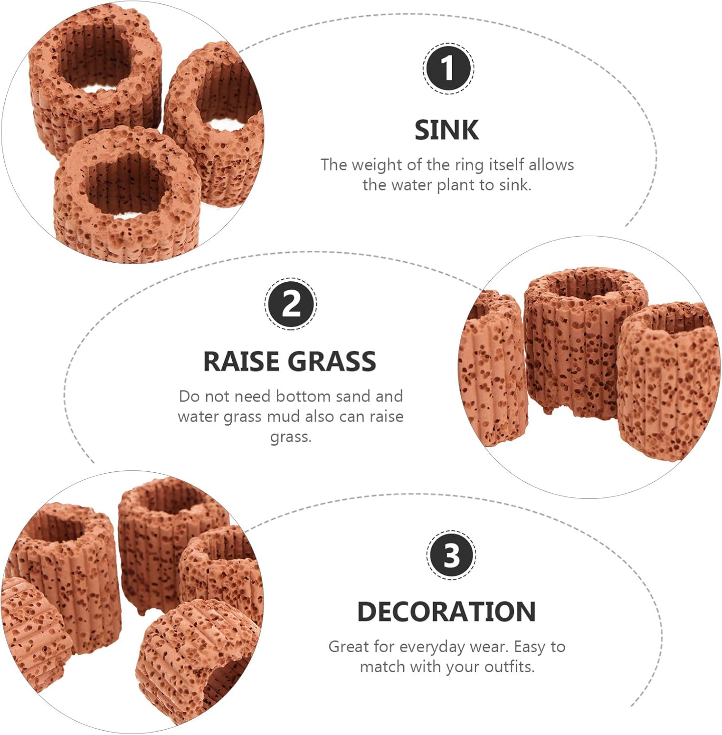 TEHAUX Soporte para plantas de acuario, soporte para plantas de acuario, anillo de gravedad, pesos de plantas de acuario, decoración botánica,
