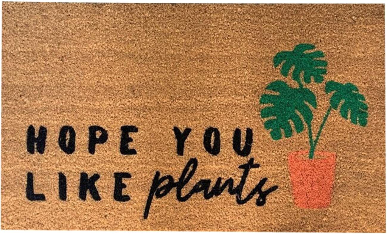 Tapete para puerta delantera, tapete de entrada con texto en inglés Hope You Like Plants, tapete para interiores y exteriores, decoración del hogar,