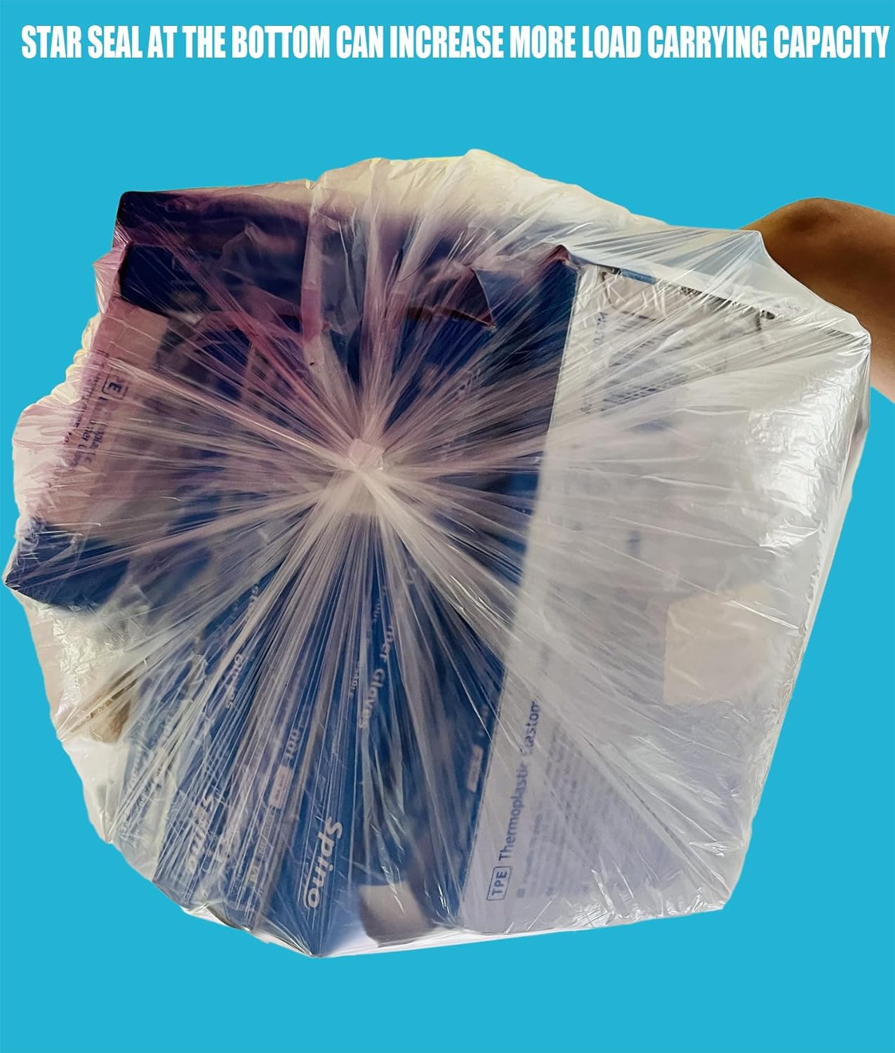 BEIDOU-PAC Bolsas de basura de 4 a 6 galones, 300 unidades a granel, bolsas de reciclaje de plástico transparente, bolsas de basura multiusos para