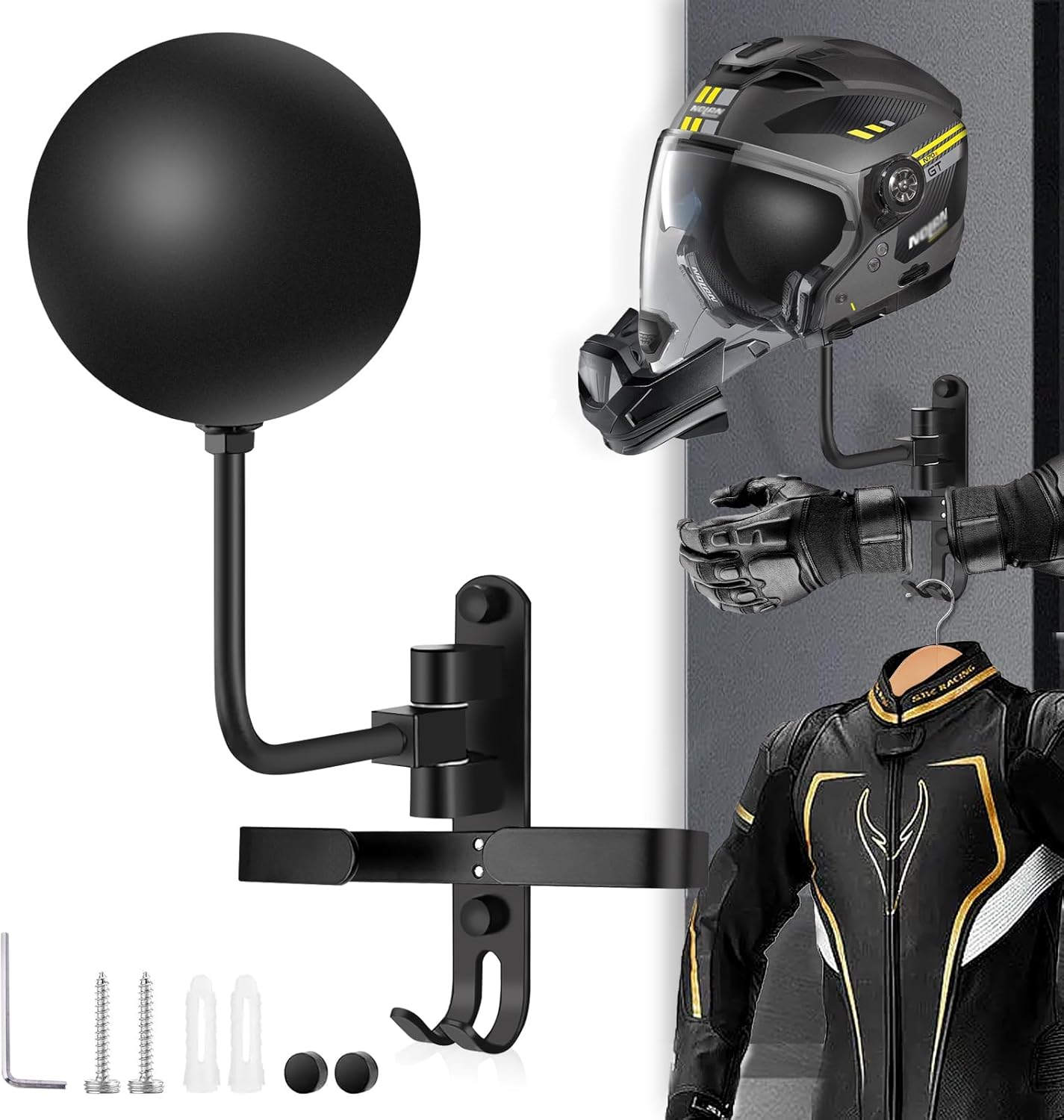 Soporte de pared para casco de motocicleta, rotación de 180 grados, soporte de metal para casco de bicicleta, soporte de exhibición para casco de