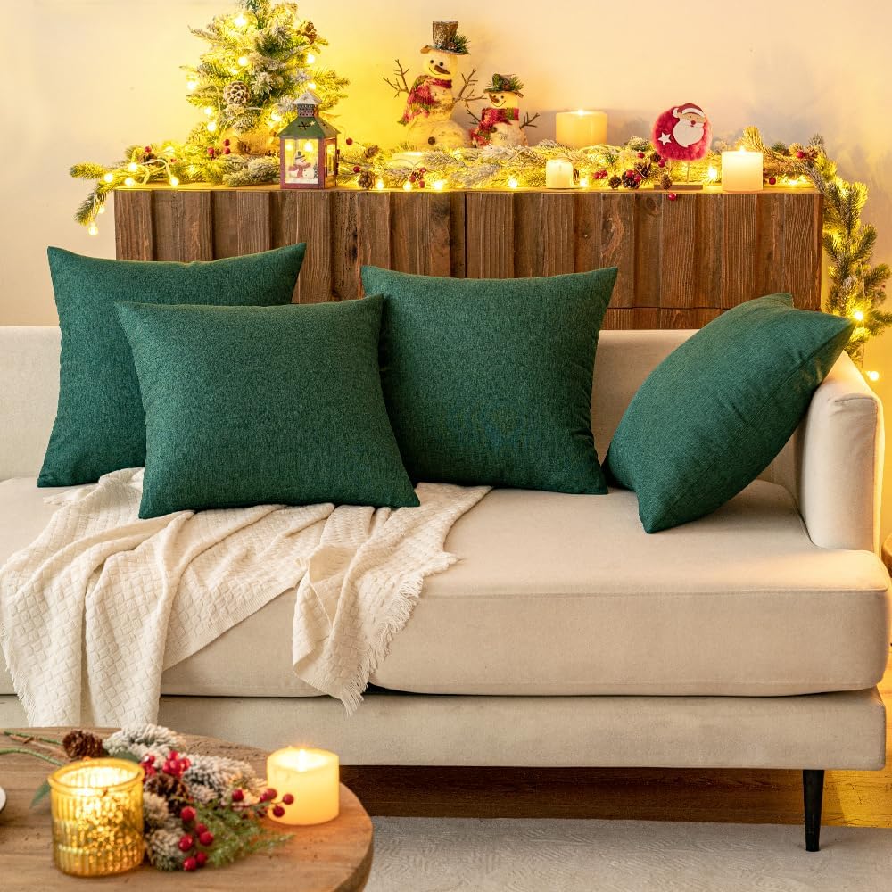 MIULEE Paquete de 2 fundas de almohada decorativas de primavera para exteriores, impermeables, sólidas, de lino de poliéster, para jardín, granja,