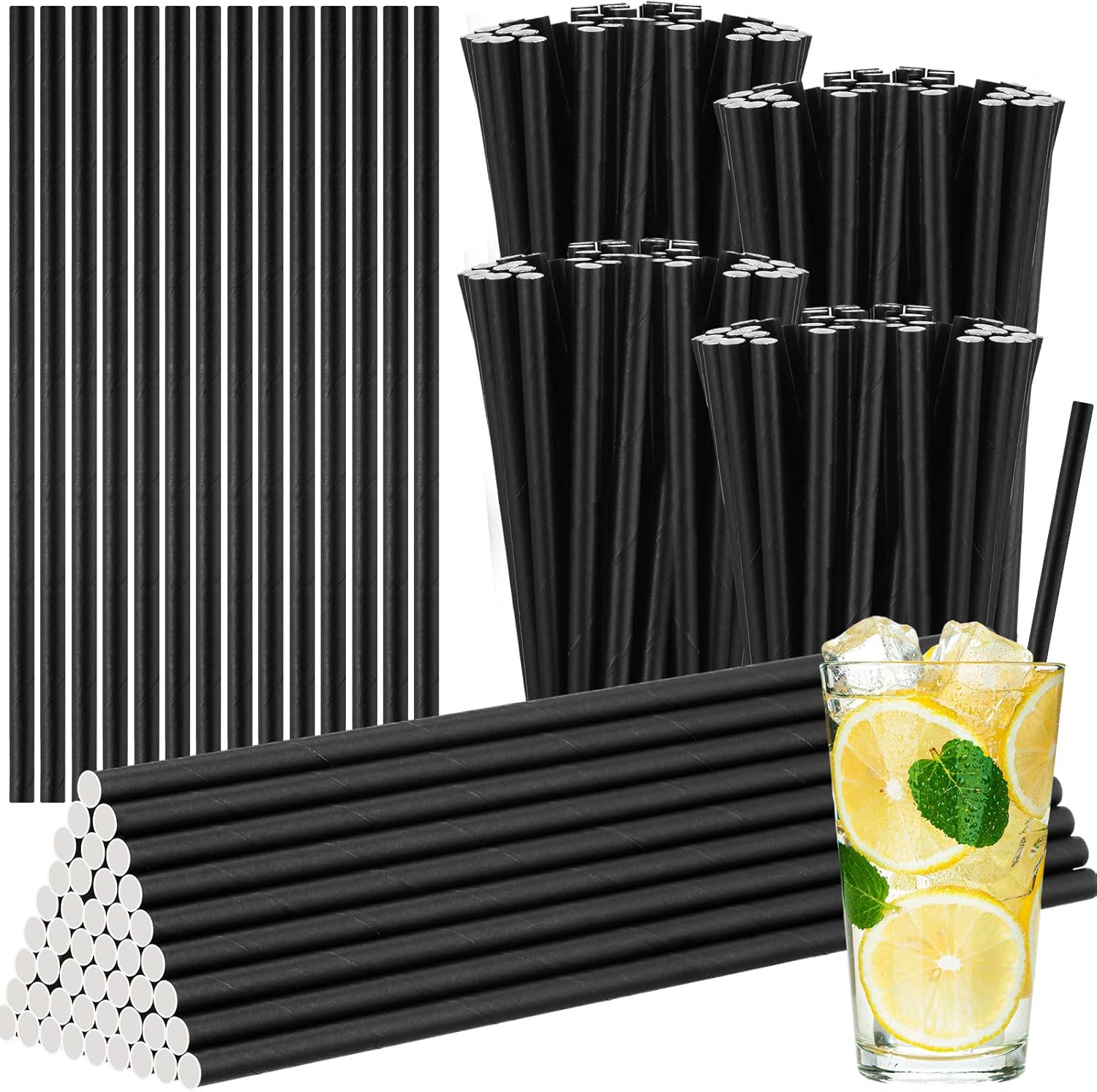 Mifoci 1000 pajitas de papel biodegradables, a granel, desechables, de 7.75 pulgadas, pajitas duraderas para suministros de fiesta, cumpleaños,