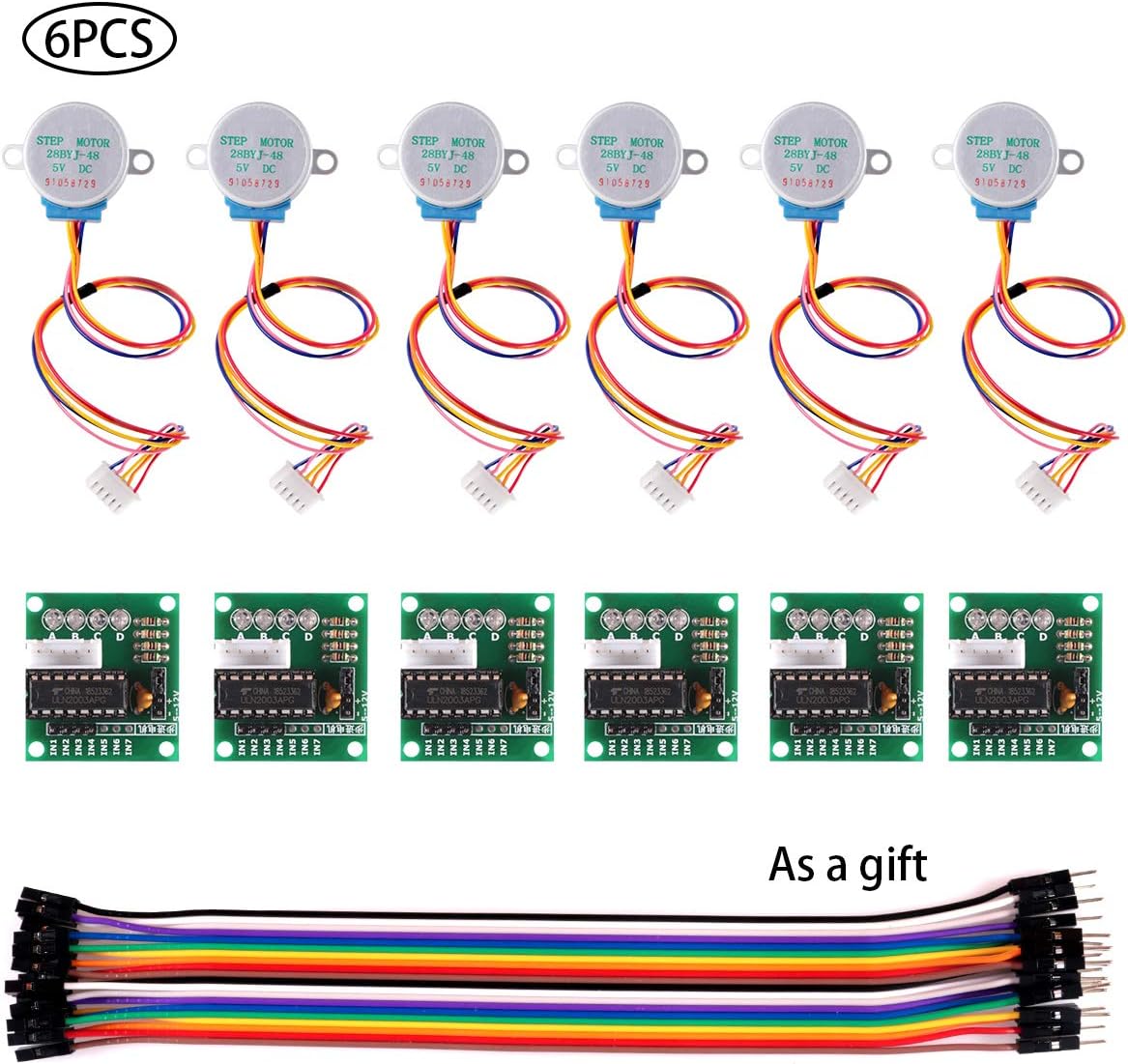 6 PCS 28BYJ-48 ULN2003 5V Stepper Motor + ULN2003 Driver Board