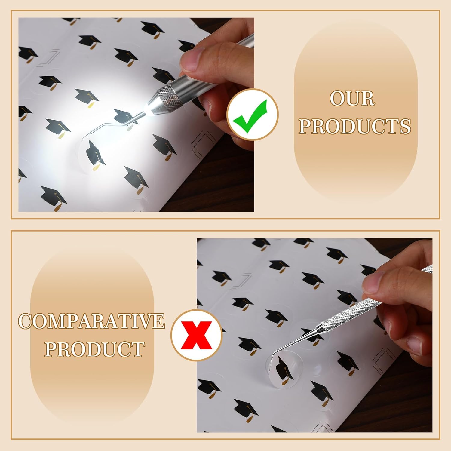 3 herramientas de deshierbe para vinilo con juego de luces LED, bolígrafo de alfiler, herramienta de deshierbe para manualidades, pinzas para
