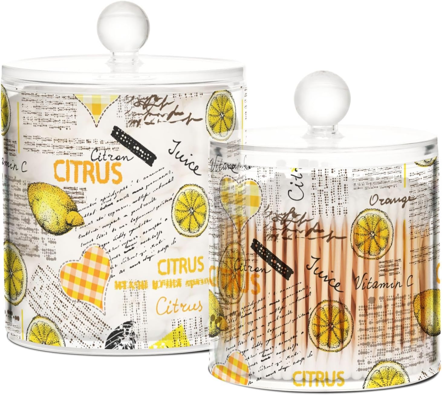 Tarros de limones con tapas, tarros decorativos de baño, recipientes para lavandería, contenedor redondo de algodón para dormitorio, artículos