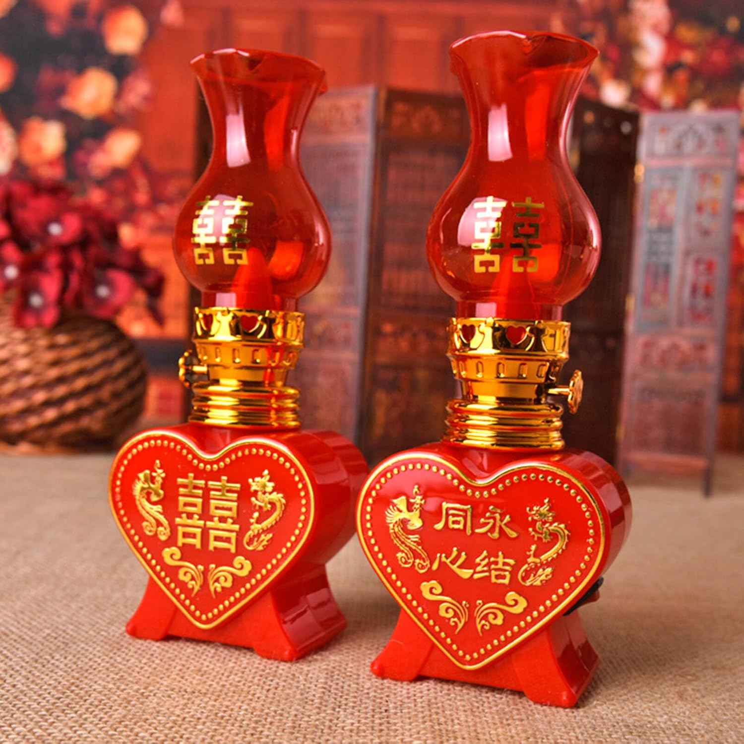 Angoily Luces decorativas eléctricas sin llama velas rojas chinas velas velas centros de mesa de vela decoración china decoración china corazón