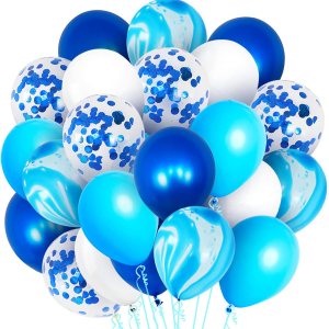 KatchOn, Shades of Blue – Juego de 50 globos de mármol azul para decoraciones de fiesta azul, globos de confeti azul, globos bajo el mar, globos de KatchOn, Shades of Blue – Juego de 50 globos de mármol azul para decoraciones de fiesta azul, globos de confeti azul, globos bajo el mar, globos de