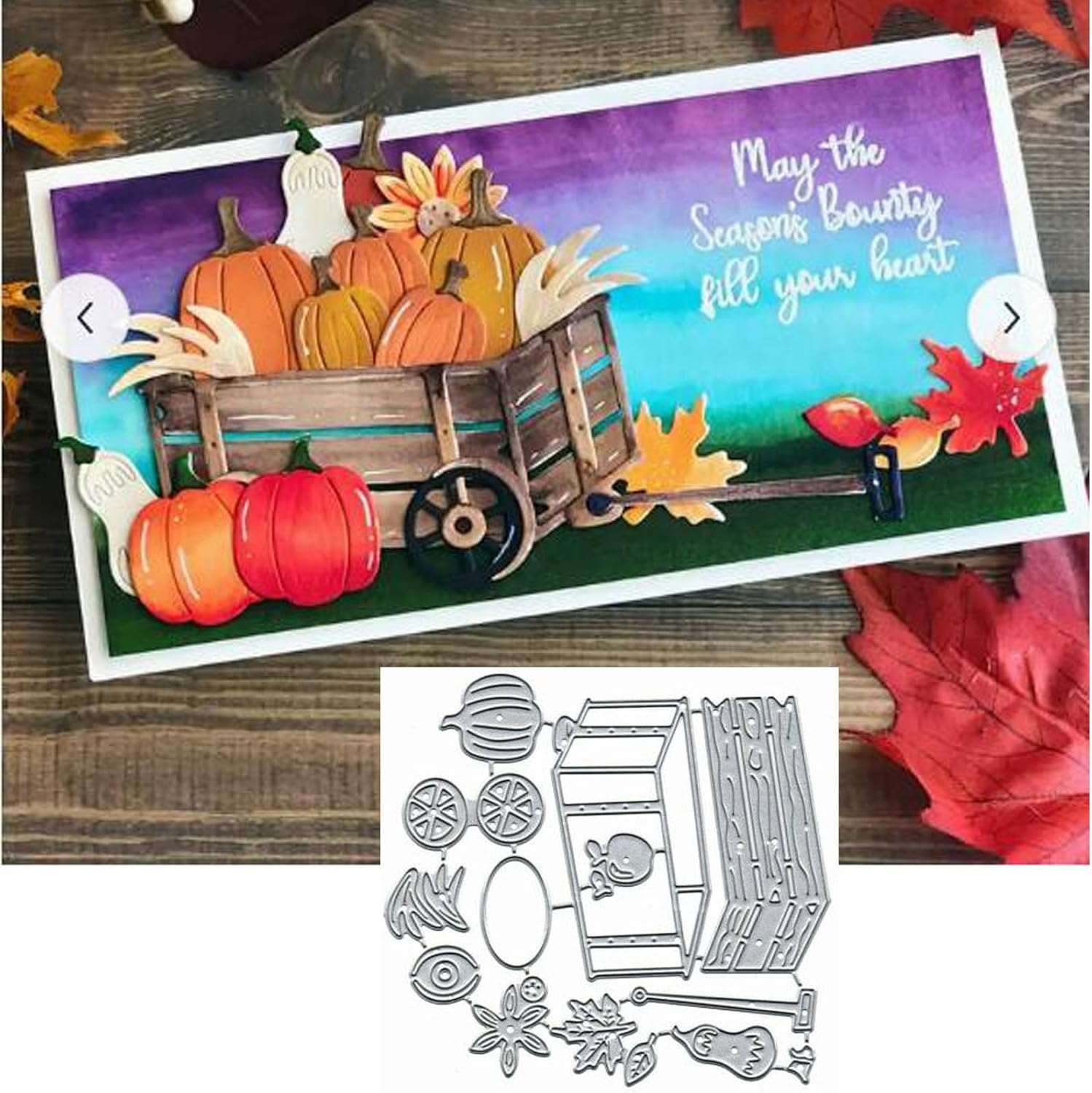 Carrito de compras 3D troquelado de metal para hacer tarjetas, calabaza de Navidad, remolque, troqueles de corte, plantillas de corte, álbumes de