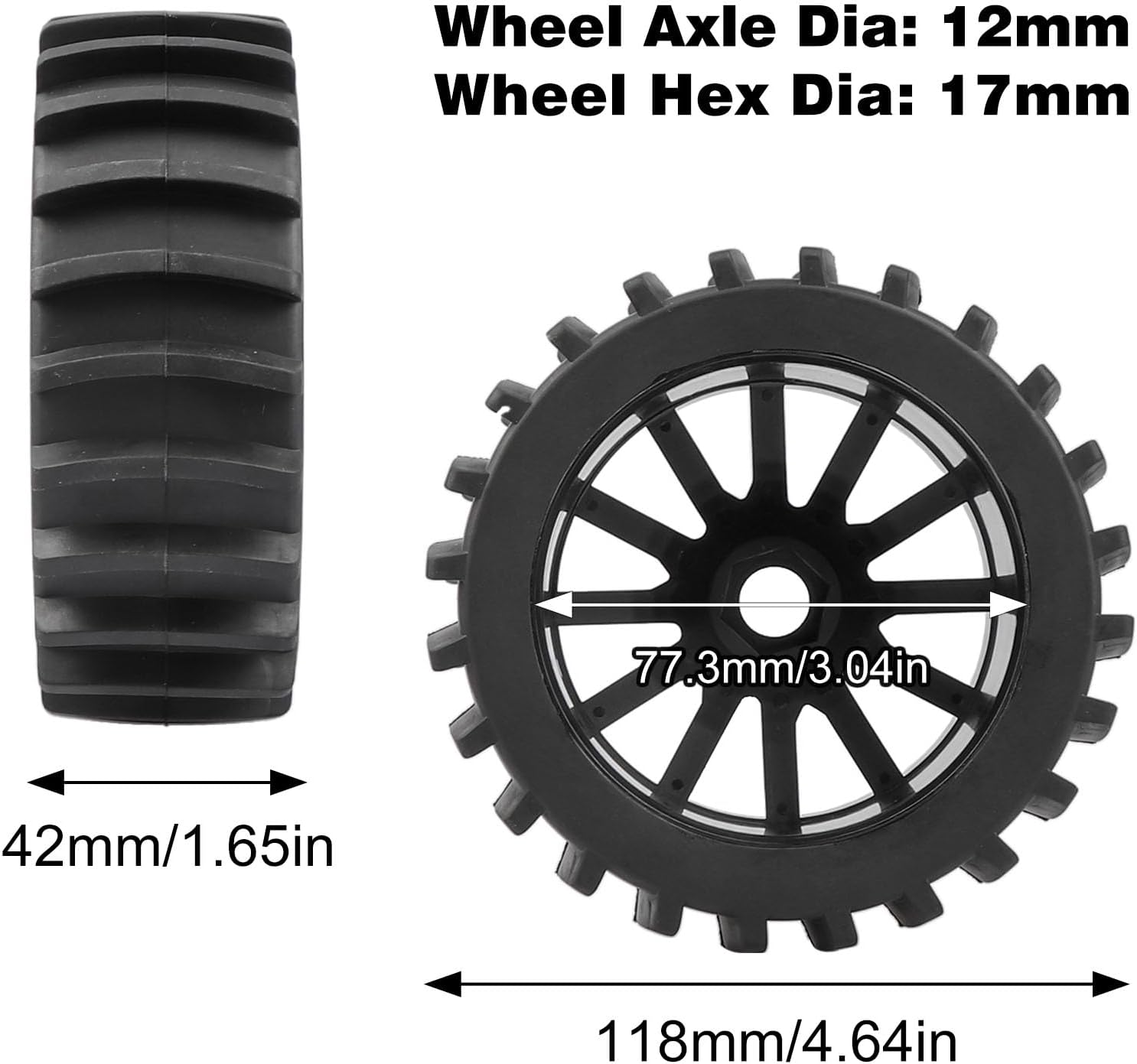 AIMROCK 4 unidades 18 RC Buggy Paddle neumáticos hexagonales 0.669 in ruedas para Traxxas Arrma Typhon 3S 6S Losi HPI Redcat nieve arena desierto