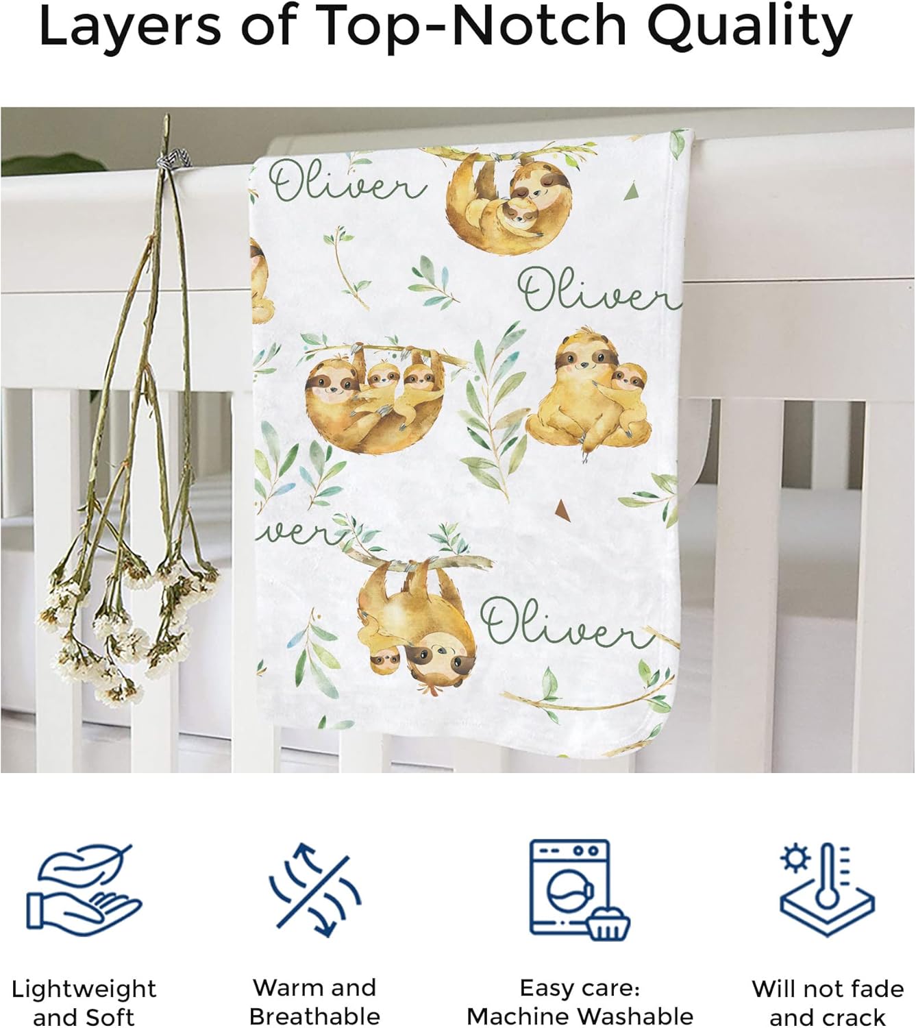 MDPrints – Mantas de bebé personalizadas para niños, manta de bebé personalizada con nombre, regalo de guardería para recién nacidos, forro polar de