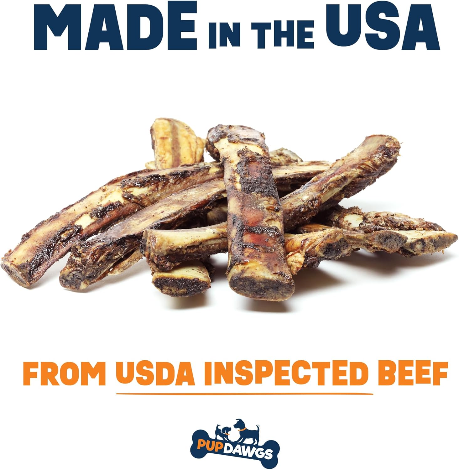 Huesos de perro de un solo ingrediente, fabricados en Estados Unidos, huesos de costilla de carne de res de 8 a 10 pulgadas, huesos naturales para