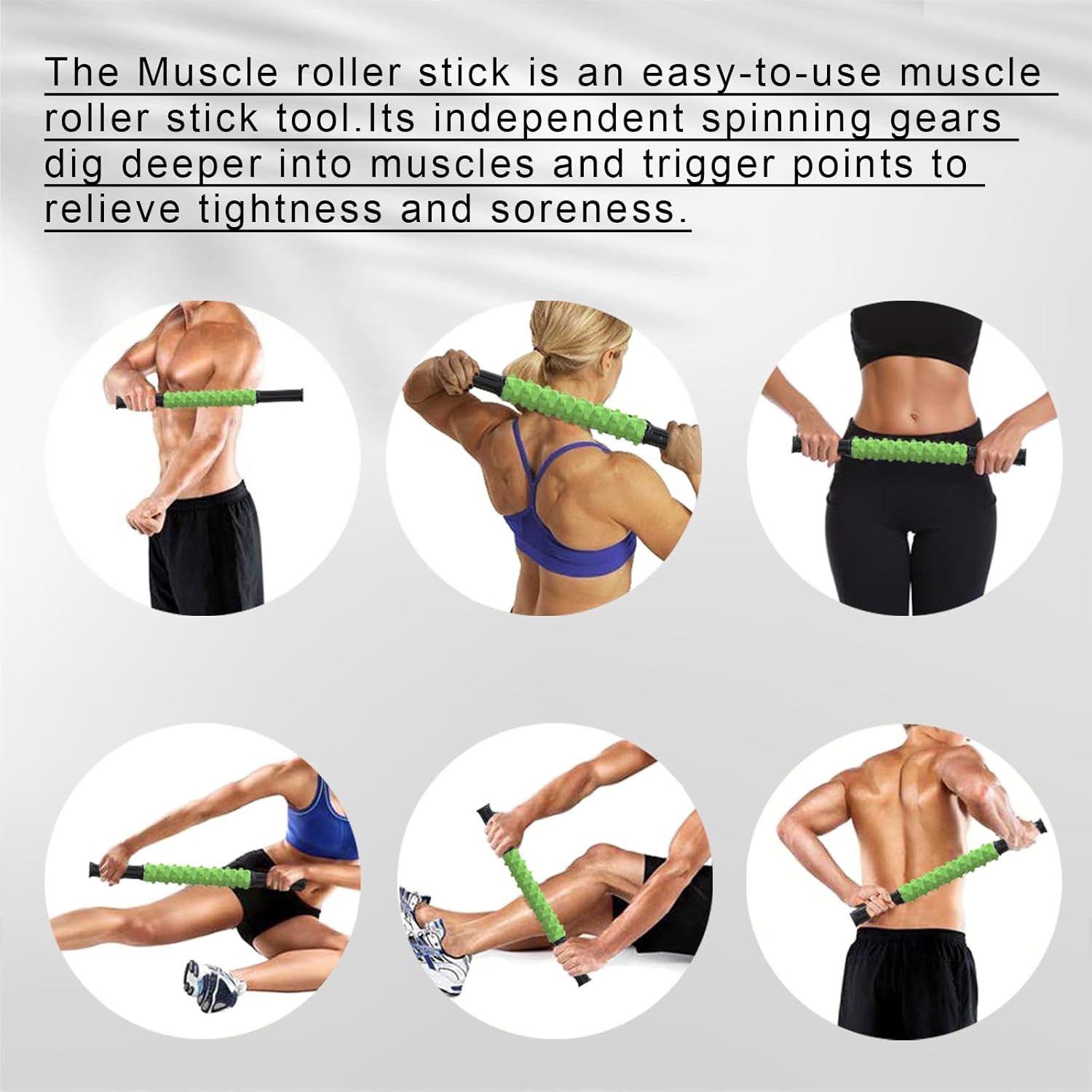 Barra de masaje, rodillo muscular manual, rodillo muscular, herramientas de masaje muscular profundo para aliviar el dolor muscular, calambres y