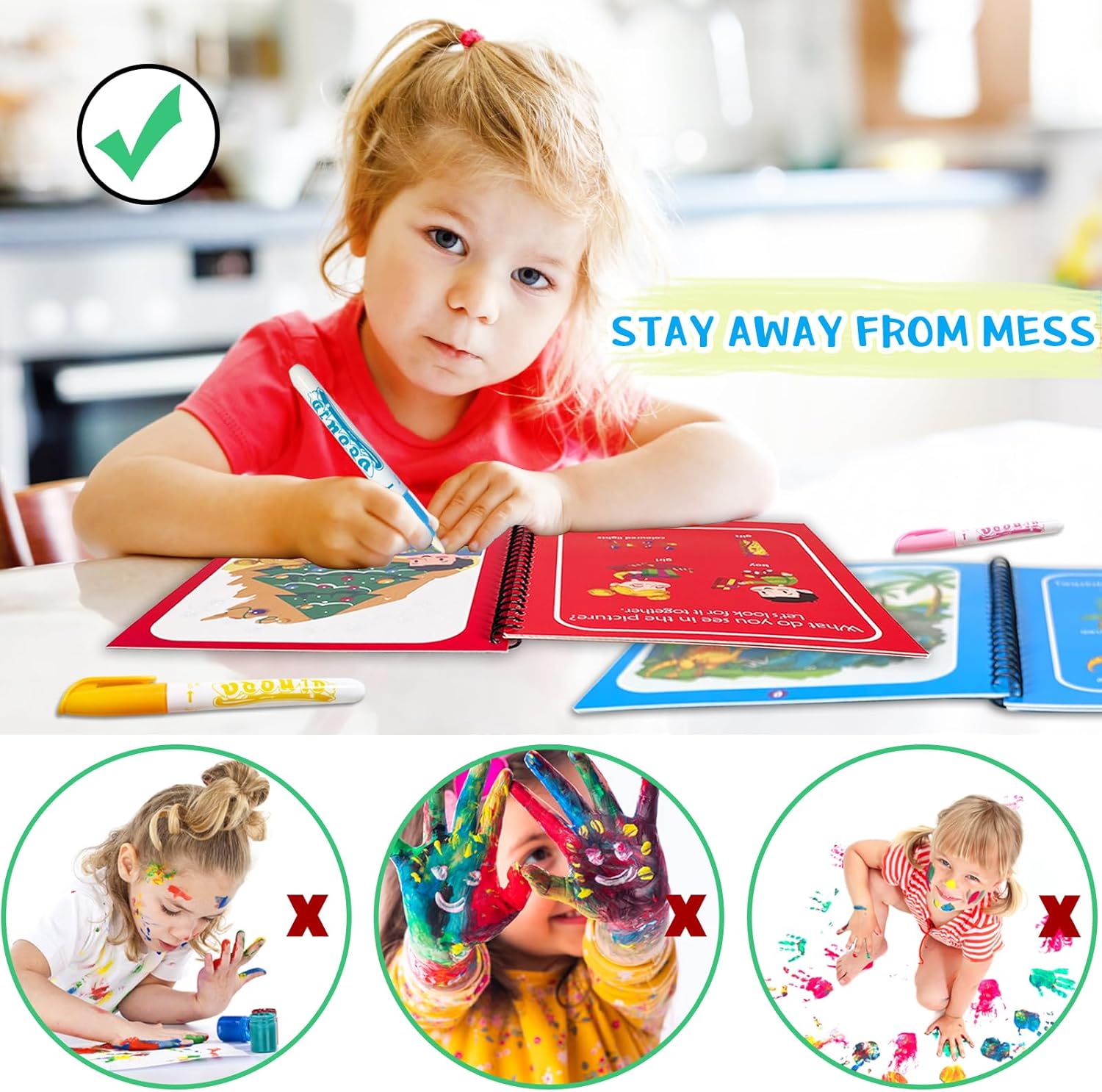 Dduolammng Paquete de 12 libros para colorear de agua, juguetes de garabatos de agua, libro de pintura al agua reutilizable para niños pequeños,