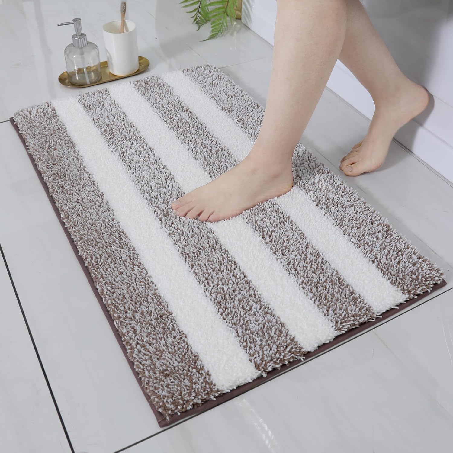 WAMRLY – Alfombras de baño súper absorbentes, extra gruesas, peludas de felpa para baño, antideslizantes, lavables a máquina para baño (color