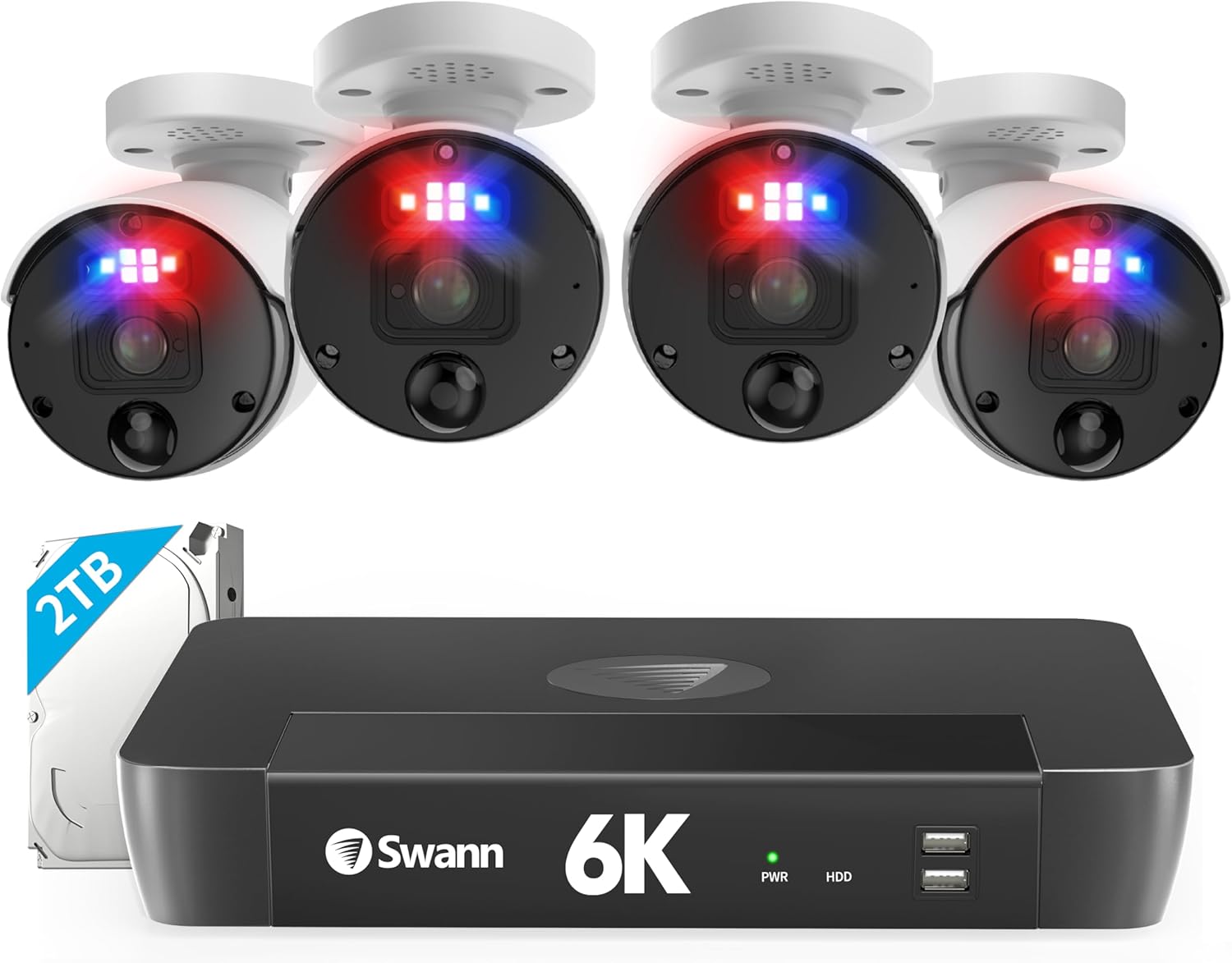 Swann Cámaras de seguridad para el hogar de 12 MP con grabadora HDD 8580 de 2 TB, sistema de cámara de seguridad NVR, cámara de seguridad de