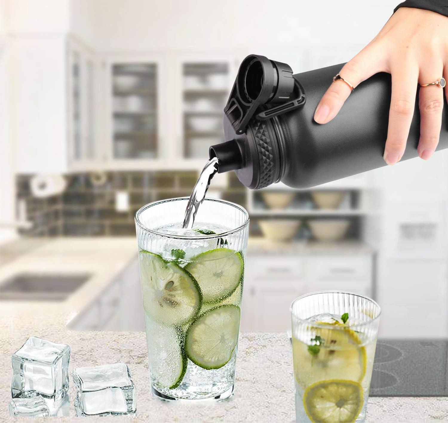 Botella Sendestar de acero inoxidable, 2 o 3 tapas, 18 onzas, 24 onzas, 32 onzas, 40 onzas, 64 onzas, 87 onzas, doble pared aislada al vacío, a