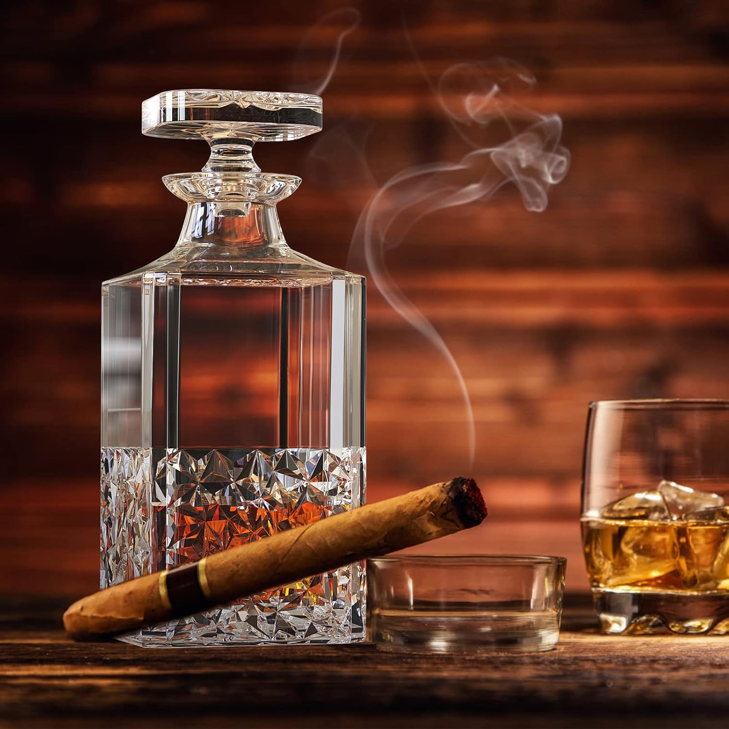 Decantadores de whisky de cristal, decantador sin plomo con tapón de vidrio, decantador de vodka para vino, bourbon, brandy, licor, jugo, agua,