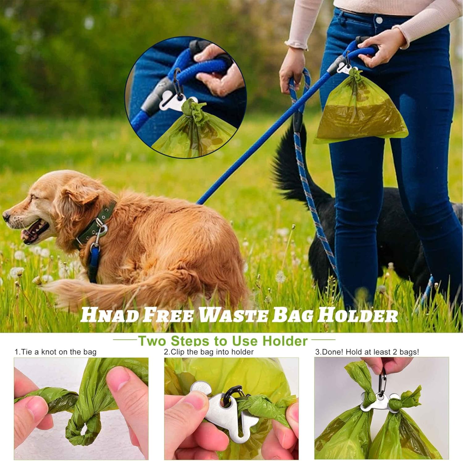 Dispensador de bolsas para excrementos de perro, dispensador de bolsas de residuos, bolsas delanteras traseras para bolsas de basura de mascotas y