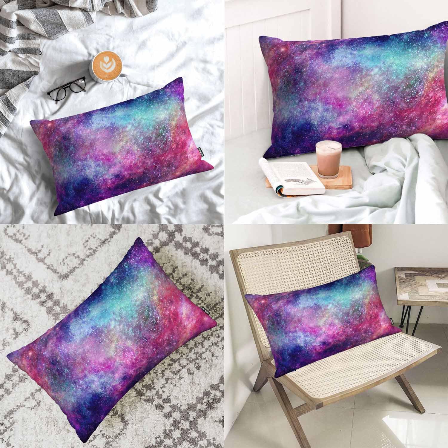 AOYEGO Funda de almohada con diseño de galaxia, nebulosa espacial, universo, racimo, funda de almohada para dormitorio, sala de estar, sofá, tamaño