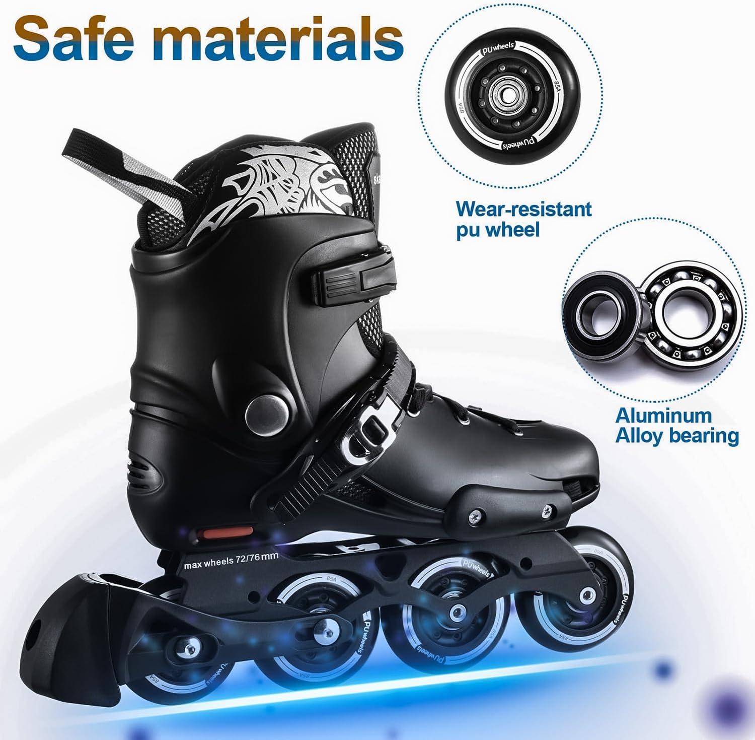 Inline Skates for Women Men,Racing Street Inline Adult Male Female, Professional Fitness Inline Skates for Unisex for Adult, Women, Male, Beginners