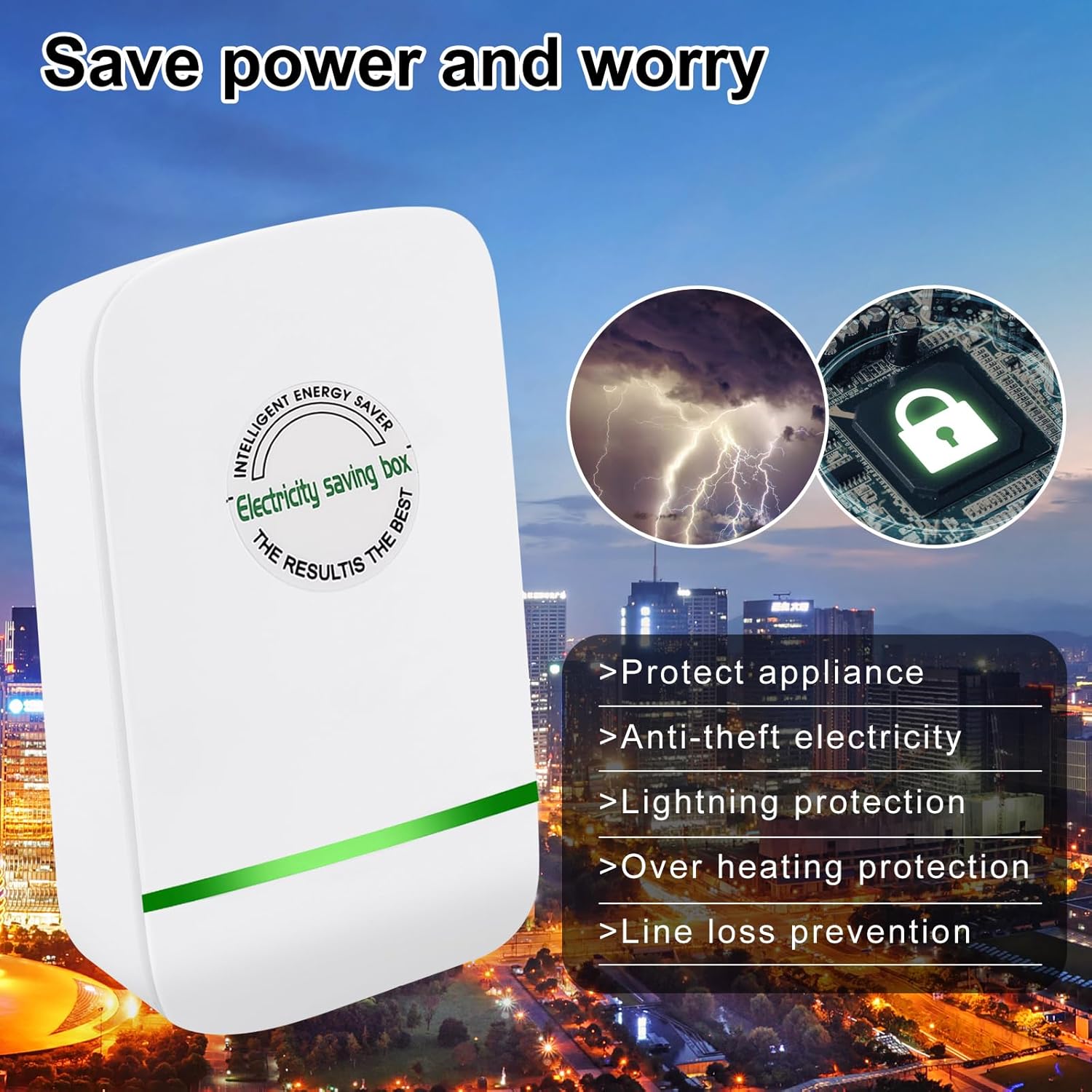 Pro Power Saver – Caja de ahorro de energía para ahorro de energía eléctrica Enchufe de EE. UU. 90V-250V 30KW (paquete de 4)