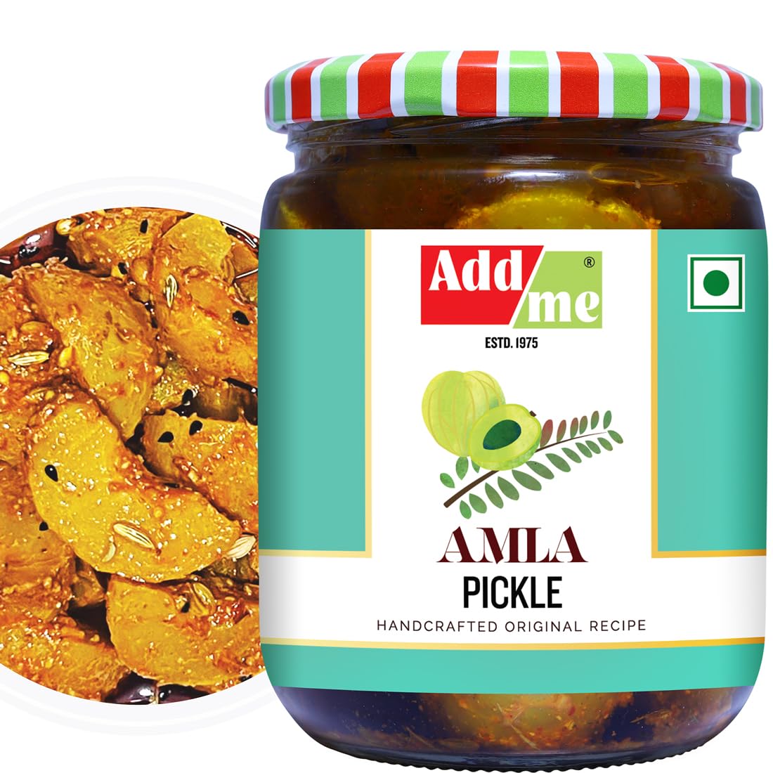 Add me Hecho en casa Amla Pickle sin semillas Amla Ka Achar – 500gm tarro de cristal