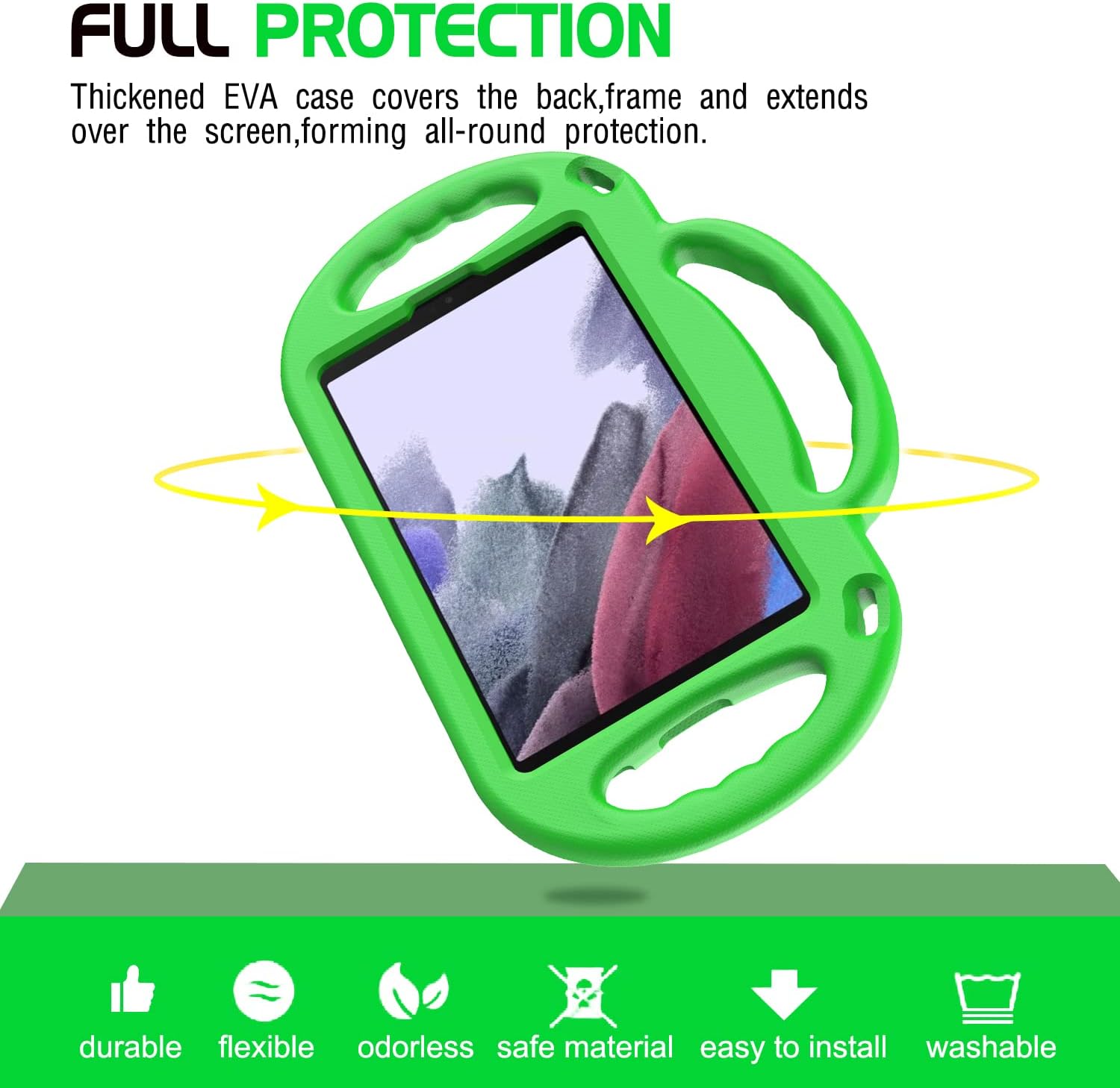 AVAWO Funda infantil para Samsung Galaxy Tab A7 Lite de 8.7 pulgadas 2021, soporte ligero a prueba de golpes con correa, material protector de goma