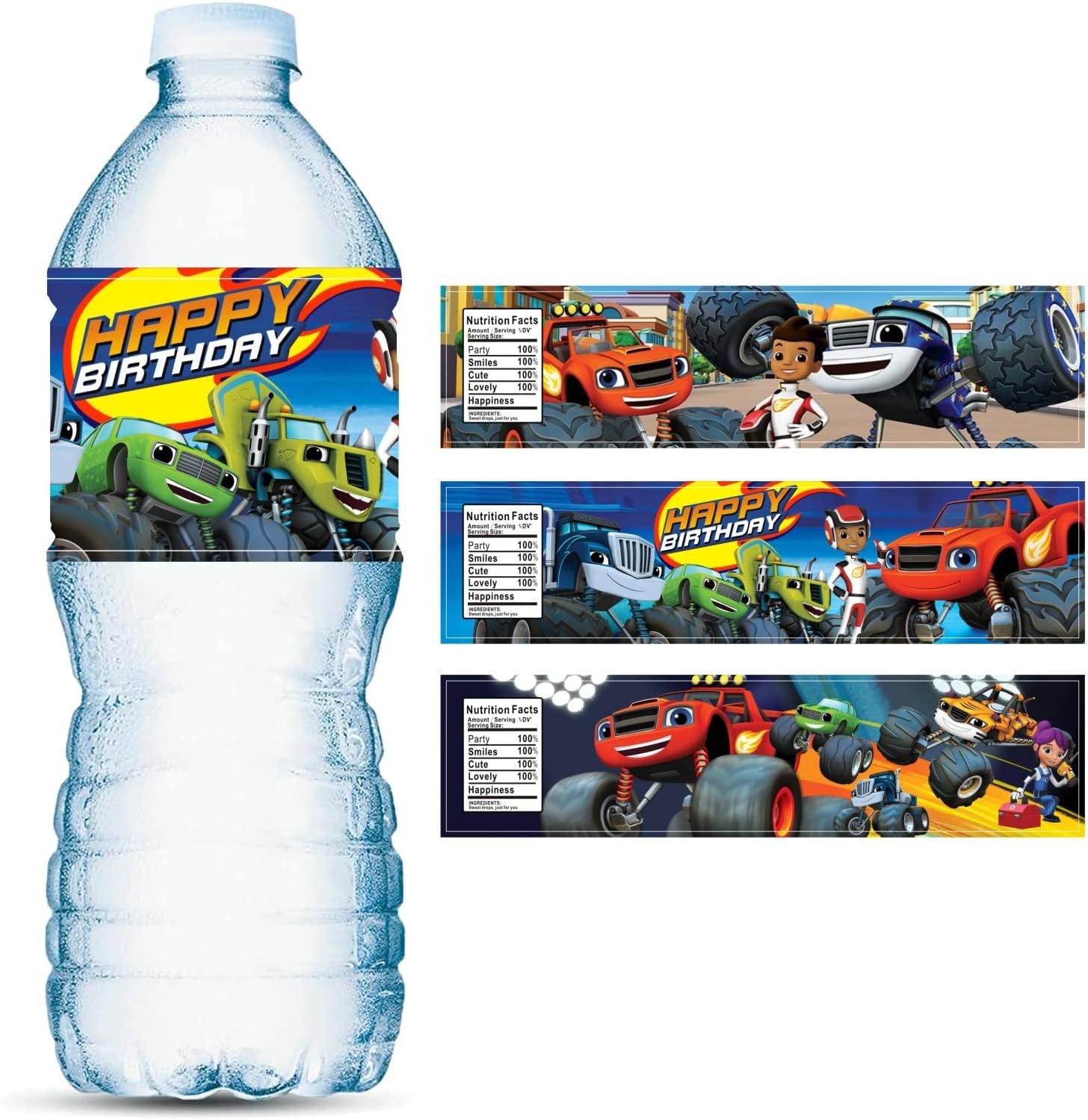24 etiquetas para botellas de agua Blaze and The Monster Machines para suministros de fiesta de cumpleaños Blaze y The Monster Machines,