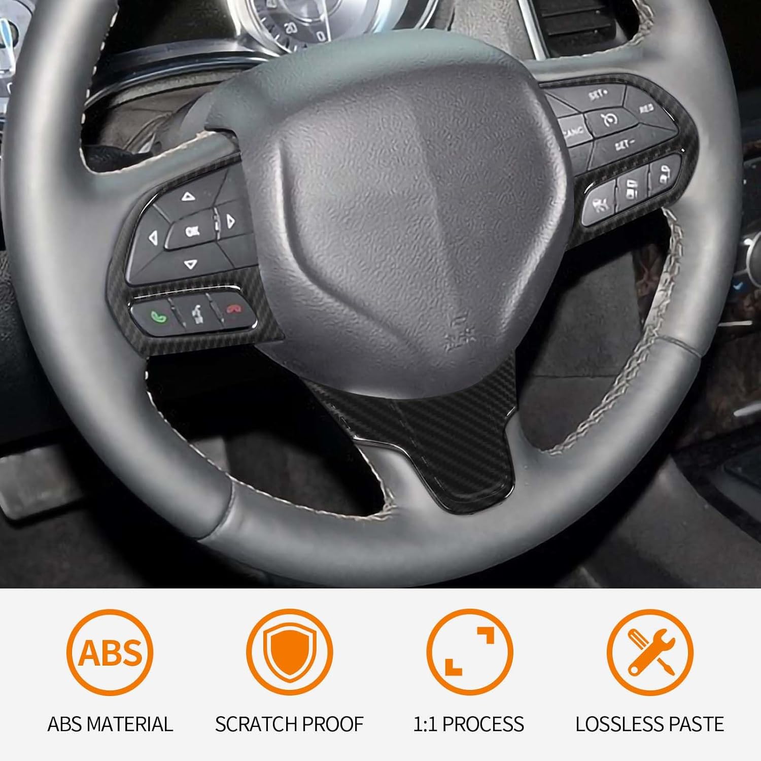 RT-TCZ Para Chrysler 300C Volante Trim Compatible con Chrysler 300C Pacifica 2015 Up Fibra de Carbono Interior Accesorios 3 unids