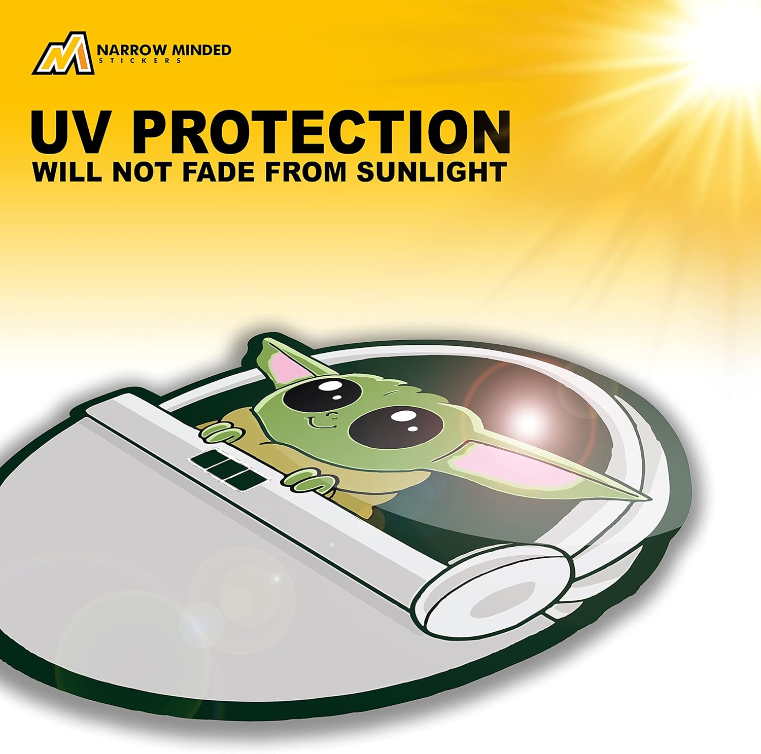 Baby Yoda – Calcomanías de auto (paquete de 2) súper lindas calcomanías mandalorianas para tu automóvil, camión o laptop