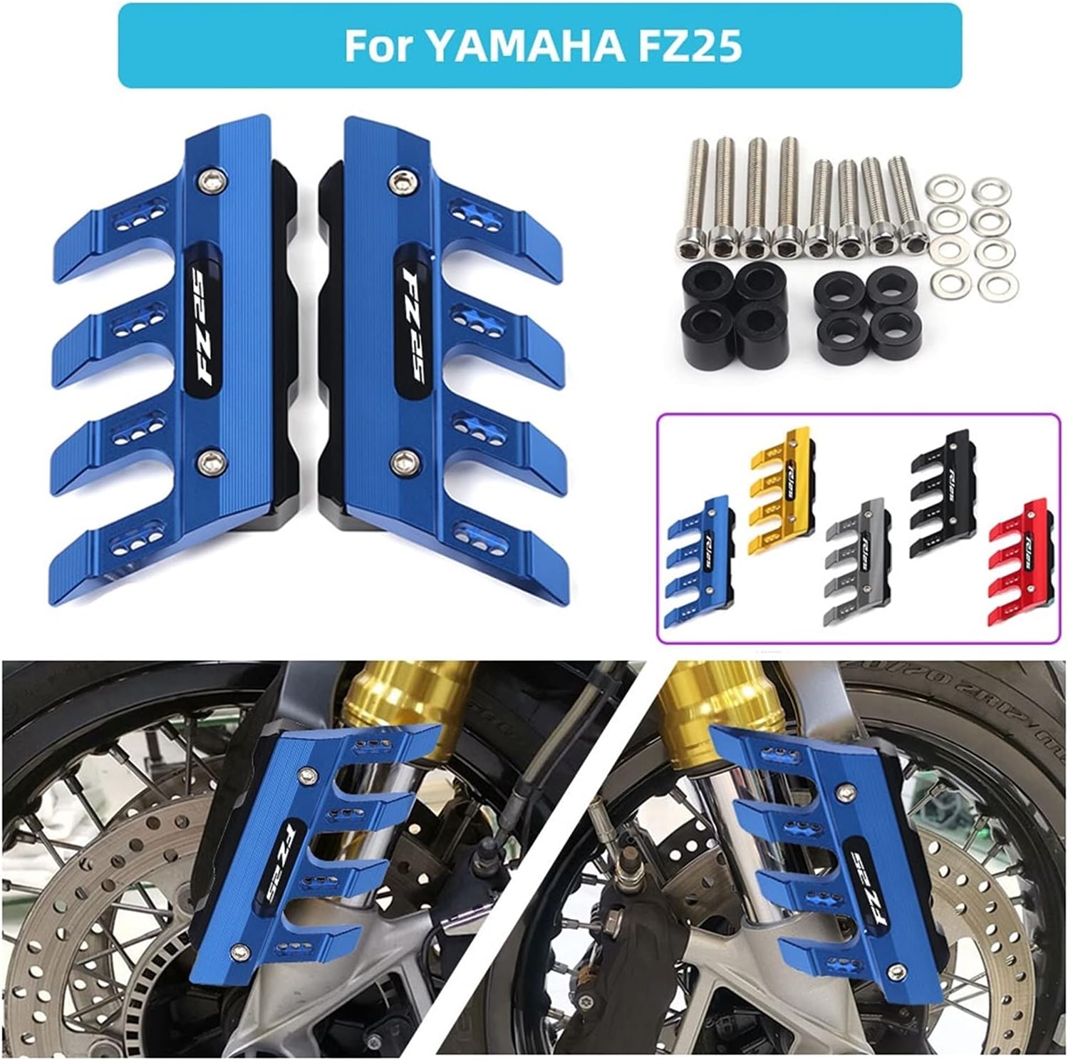 Guardabarros delantero para motocicleta, guardabarros para Yamaha FZ25 FZ-25 anticaídas marco deslizantes