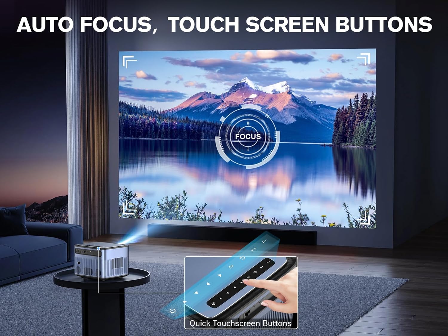 Auto FocusKeystone Proyector de TV Android 4K con Netflix integrado, VIZONY 800ANSI 5G WiFi Bluetooth proyector para exteriores, proyector de