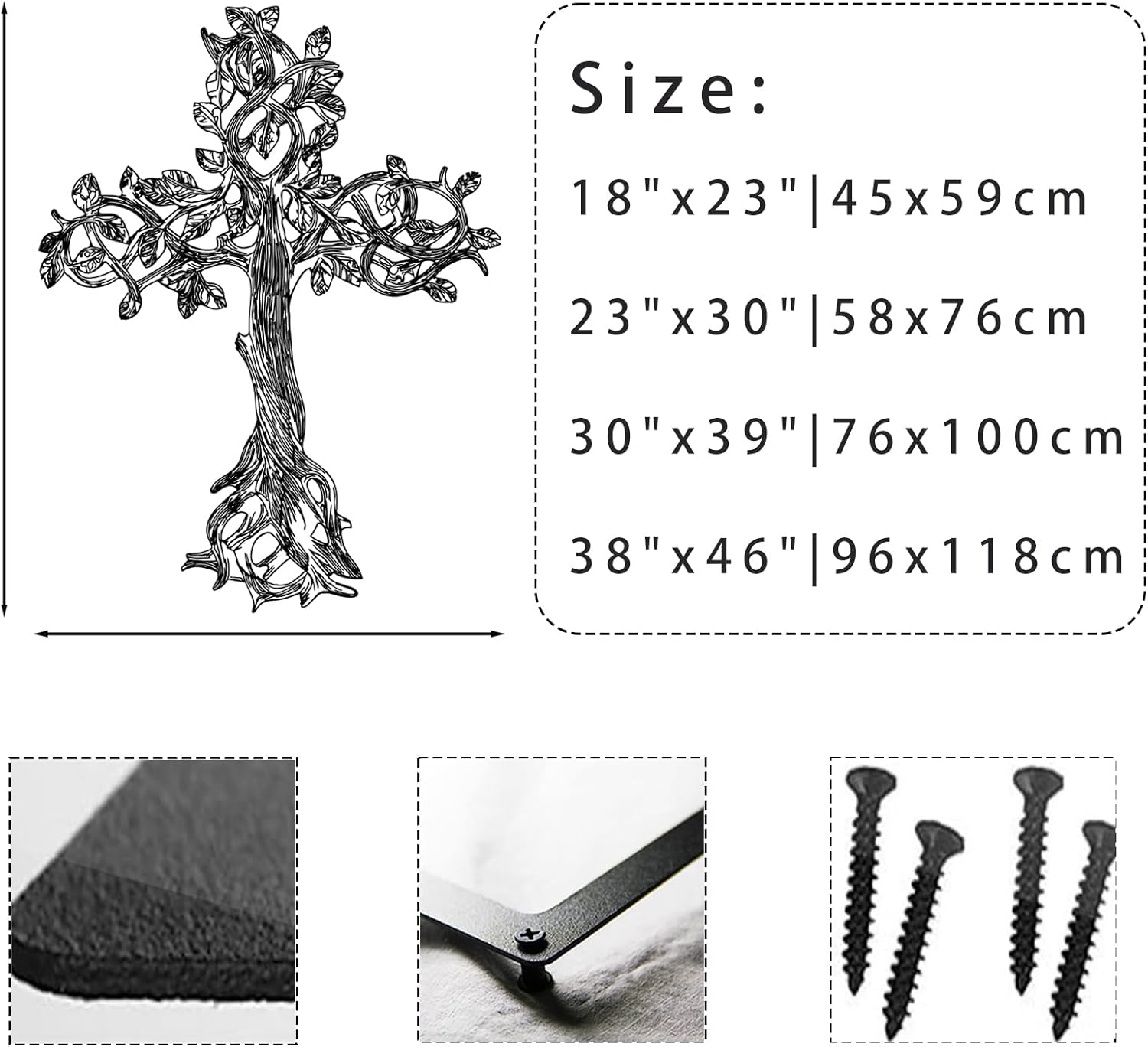 Arte de pared de metal árbol de la vida, decoración de pared de cruz cristiana, decoración de pared de metal religioso, regalos cristianos, árbol de