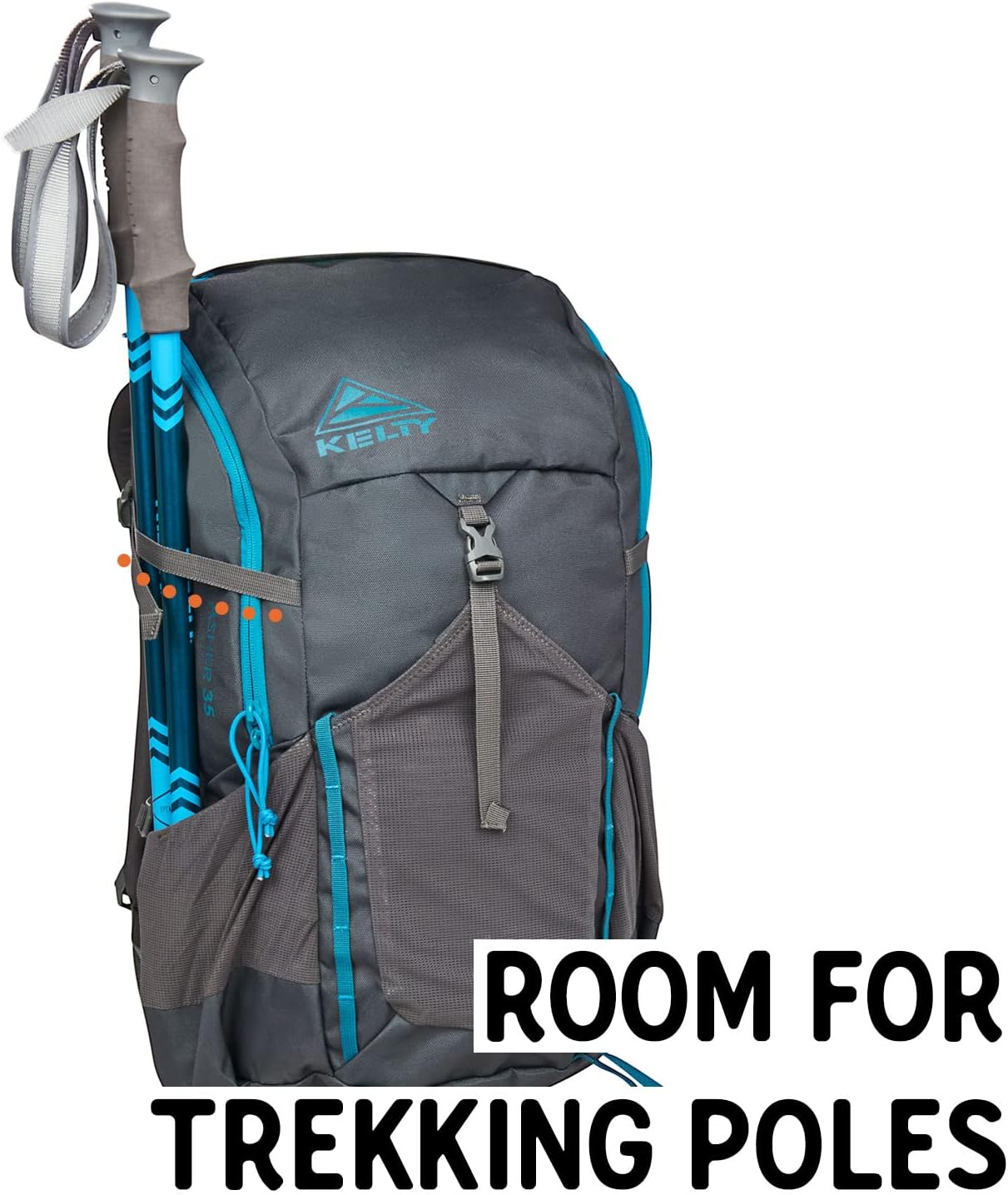 Kelty Asher Pack, capacidad de 35-85 litros, senderismo, mochilero, paquete de viaje, compatible con hidratación, modelo 2022, Musgo de