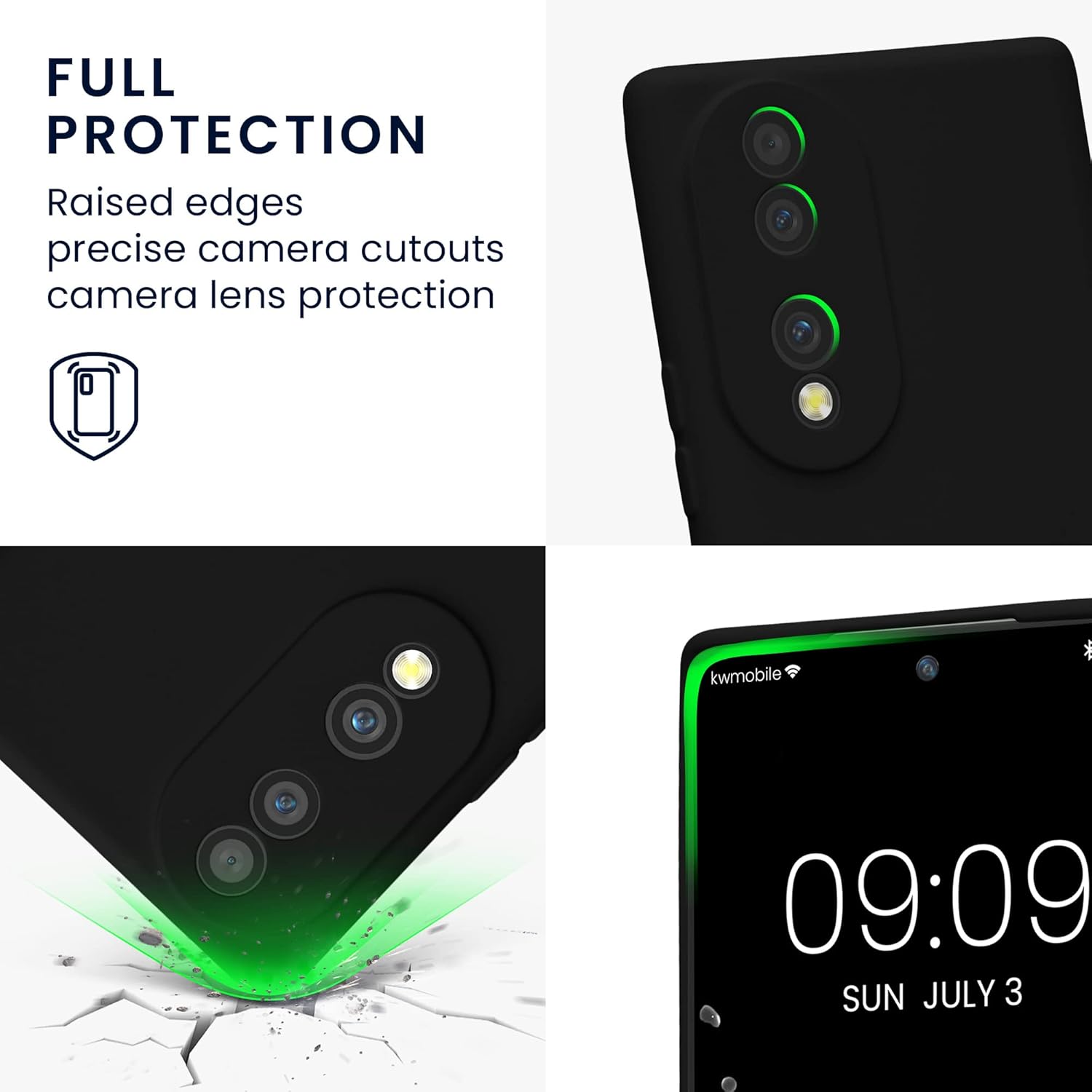 kwmobile Funda compatible con Honor 70 (5G) – Funda protectora delgada de TPU con acabado mate suave – negro mate