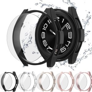 5+5 Paquete de protectores de pantalla para Samsung Galaxy Watch 6 Classic de 1.693 in, funda protectora JZK Hard PC + Película protectora de 5+5 Paquete de protectores de pantalla para Samsung Galaxy Watch 6 Classic de 1.693 in, funda protectora JZK Hard PC + Película protectora de