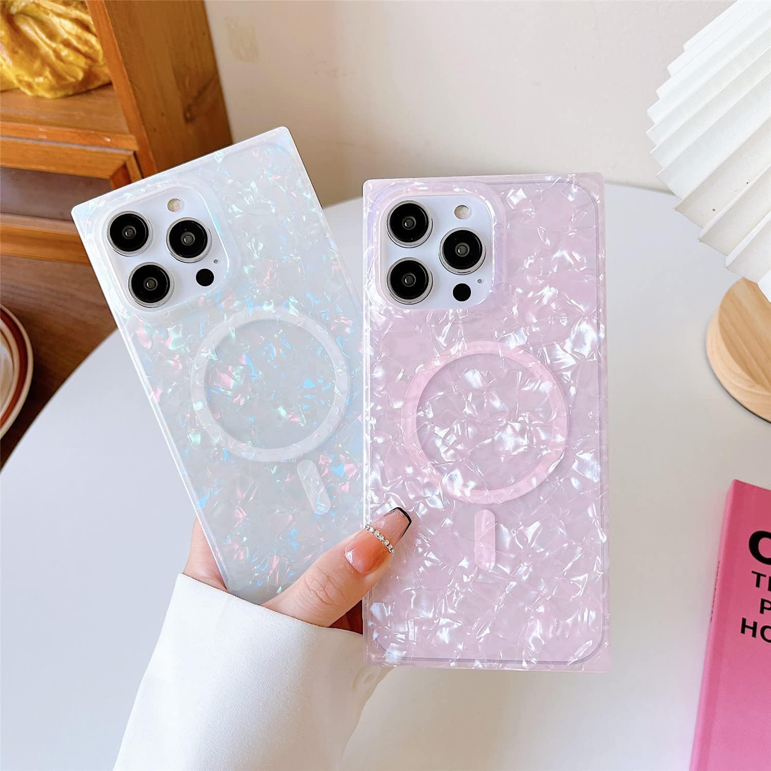 Cocomii Funda cuadrada compatible con iPhone 13 Pro Max  Compatible con MagSafe, Luxury, Slim, Glossy, Opalescent Pearl, Iridescent Glitter, Fácil