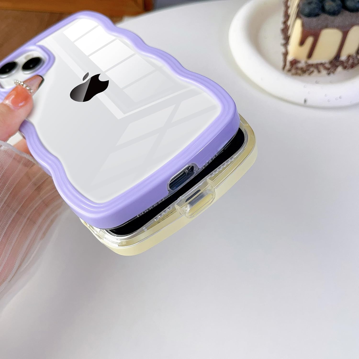 Jmltech Funda para iPhone 15 Plus, diseño femenino rizado, ondulado, transparente, de silicona, híbrido, a prueba de golpes, ultrafino, estético,