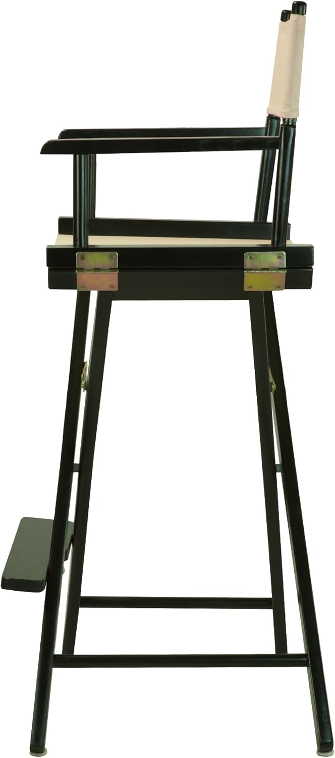 Casual Home – Silla de director de 30.0in, marco negro con lienzo color trigo, altura de barra