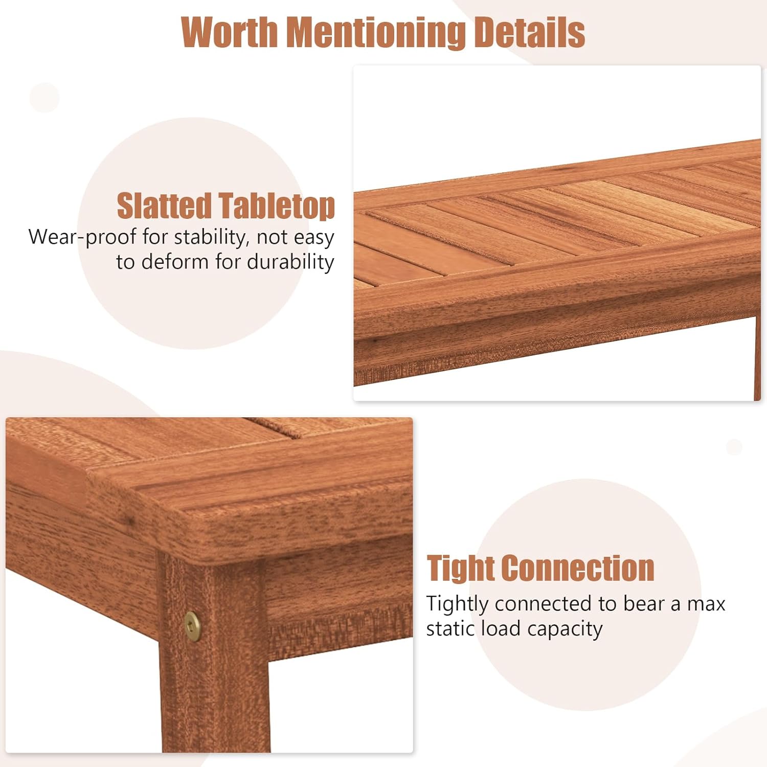 Tangkula Mesa de centro de madera dura para patio al aire libre, mesa de centro de 2 niveles con mesa de listones, estante de almacenamiento,