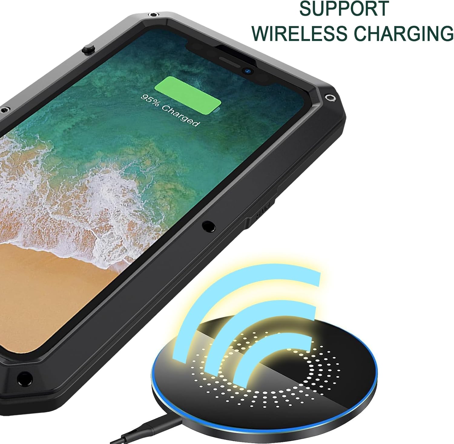 Marrkey Compatible con iPhone 15, funda protectora de cuerpo completo 360, resistente a los golpes, armadura resistente, funda de metal de aleación