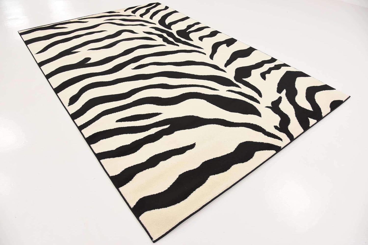 Unique Loom Wildlife Collection – Alfombra de área inspirada en animales con diseño de cebra, 6 x 9 pies, marfilnegro