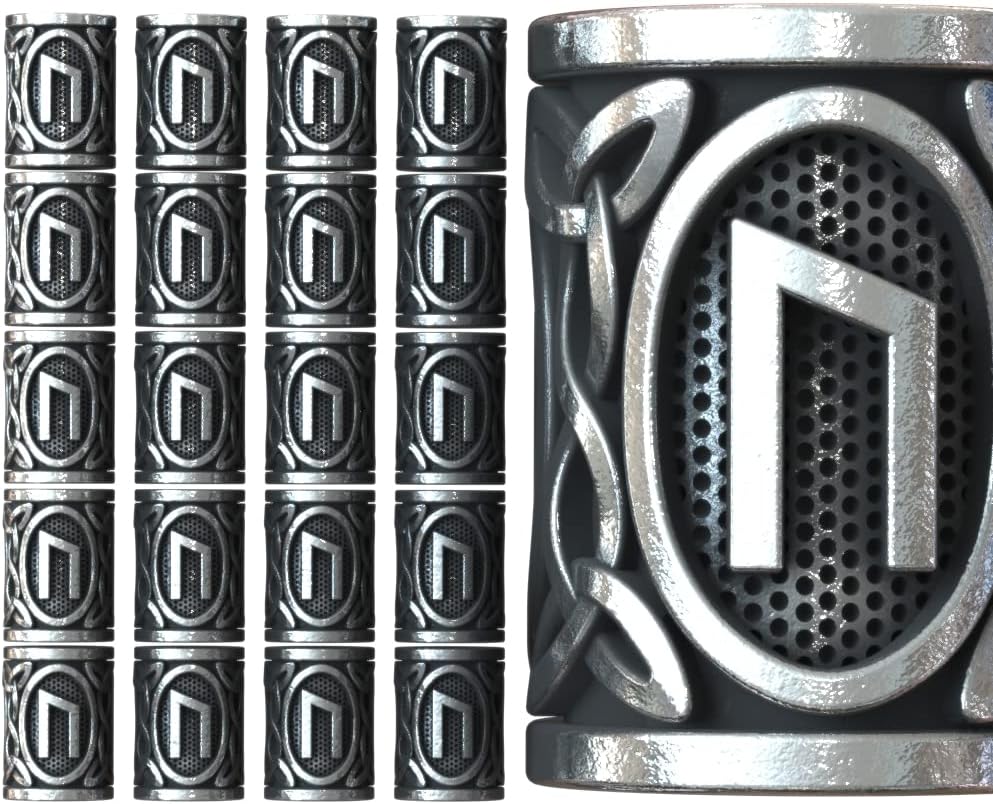 21 cuentas de runas individuales U Water Rain Norse Vikings Runes para barbas, cabello, paracord colgantes y pulseras DIY