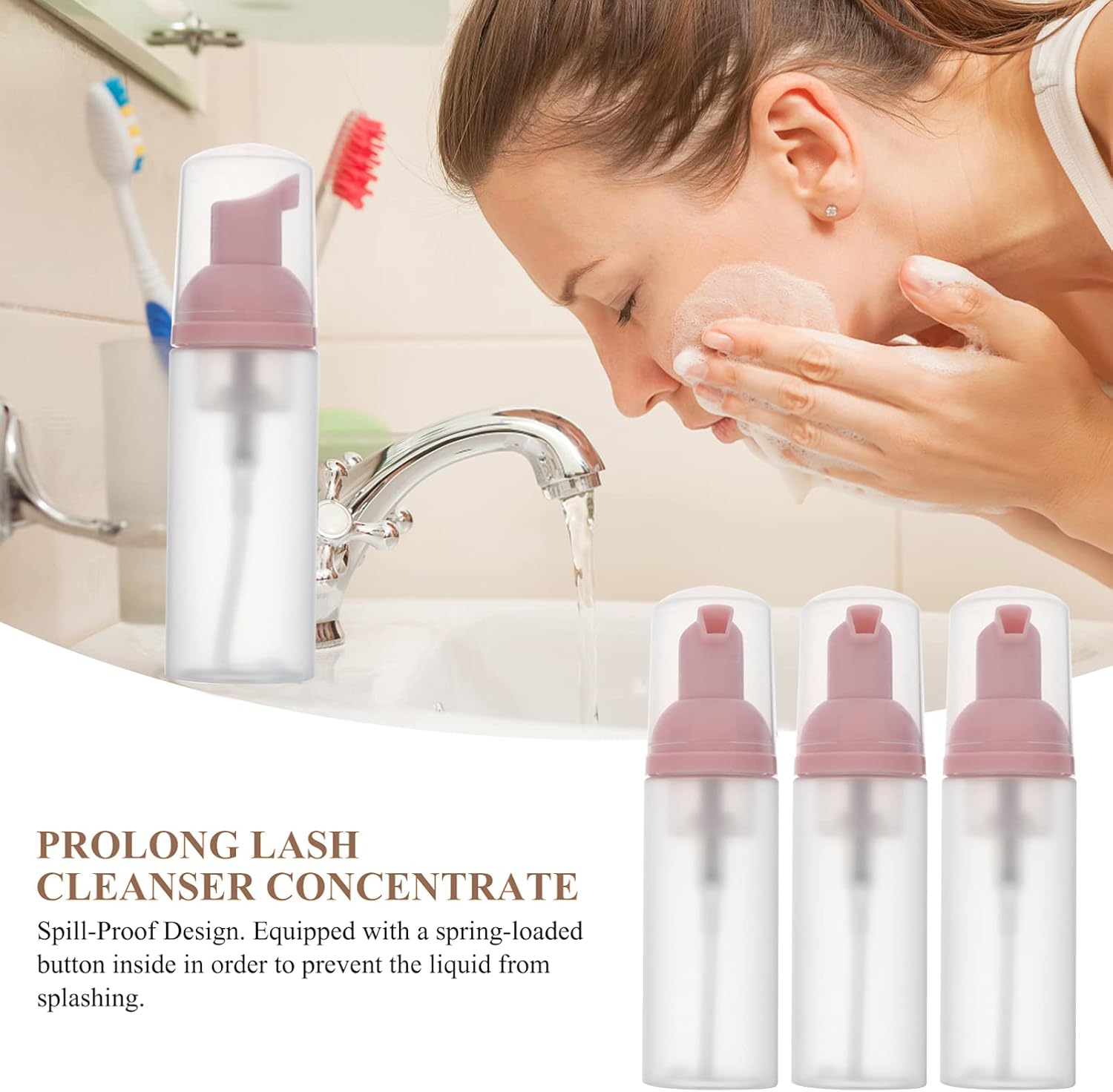 Kichvoe 3 botellas de espuma de jabón, dispensador de botellas de espuma vacía de plástico, mini botella de espuma recargable para jabón y pestañas,