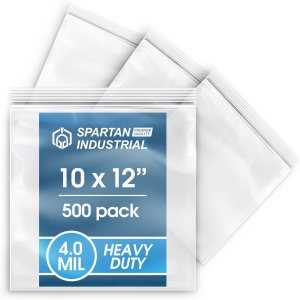 Spartan Industrial – Bolsas de polietileno de plástico transparente con cierre de cremallera de 10 x 12 pulgadas (500 unidades) de 4 mil de grosor, Spartan Industrial – Bolsas de polietileno de plástico transparente con cierre de cremallera de 10 x 12 pulgadas (500 unidades) de 4 mil de grosor,
