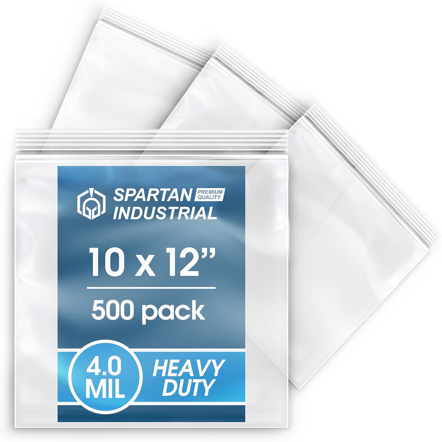 Spartan Industrial – Bolsas de polietileno de plástico transparente con cierre de cremallera de 10 x 12 pulgadas (500 unidades) de 4 mil de grosor,