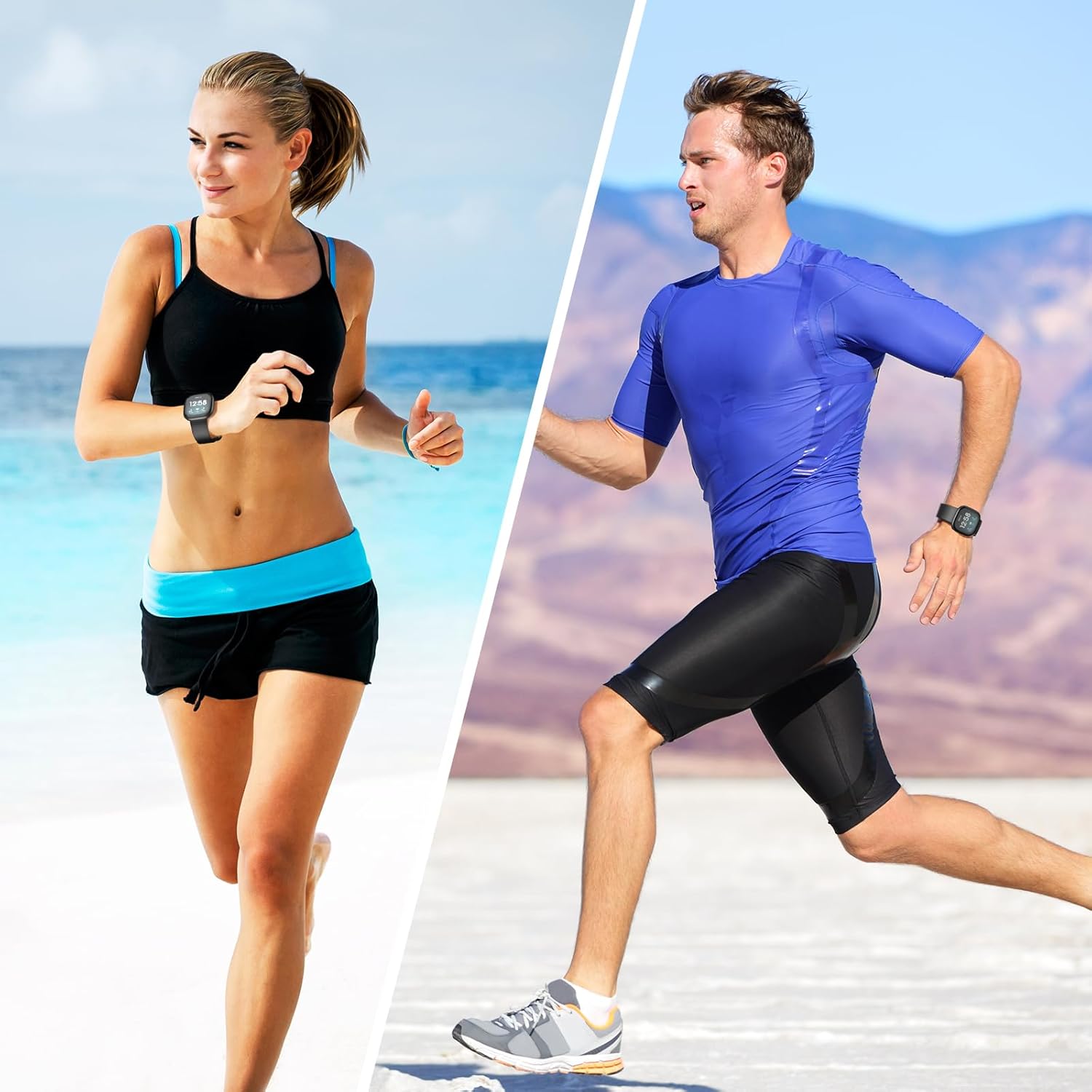 Paquete de 2 bandas impermeables compatibles con Fitbit Versa 3Fitbit Versa 4Fitbit SenseSense 2, pulseras deportivas clásicas de repuesto suaves