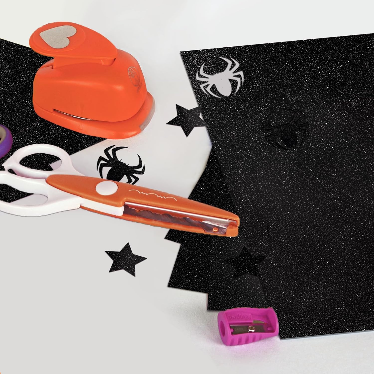 Cartulina negra con purpurina de doble cara de 8.5 x 11 pulgadas, Goefun 24 hojas de 10.58 ozm110 libras, papel de cartulina negra para Cricut,